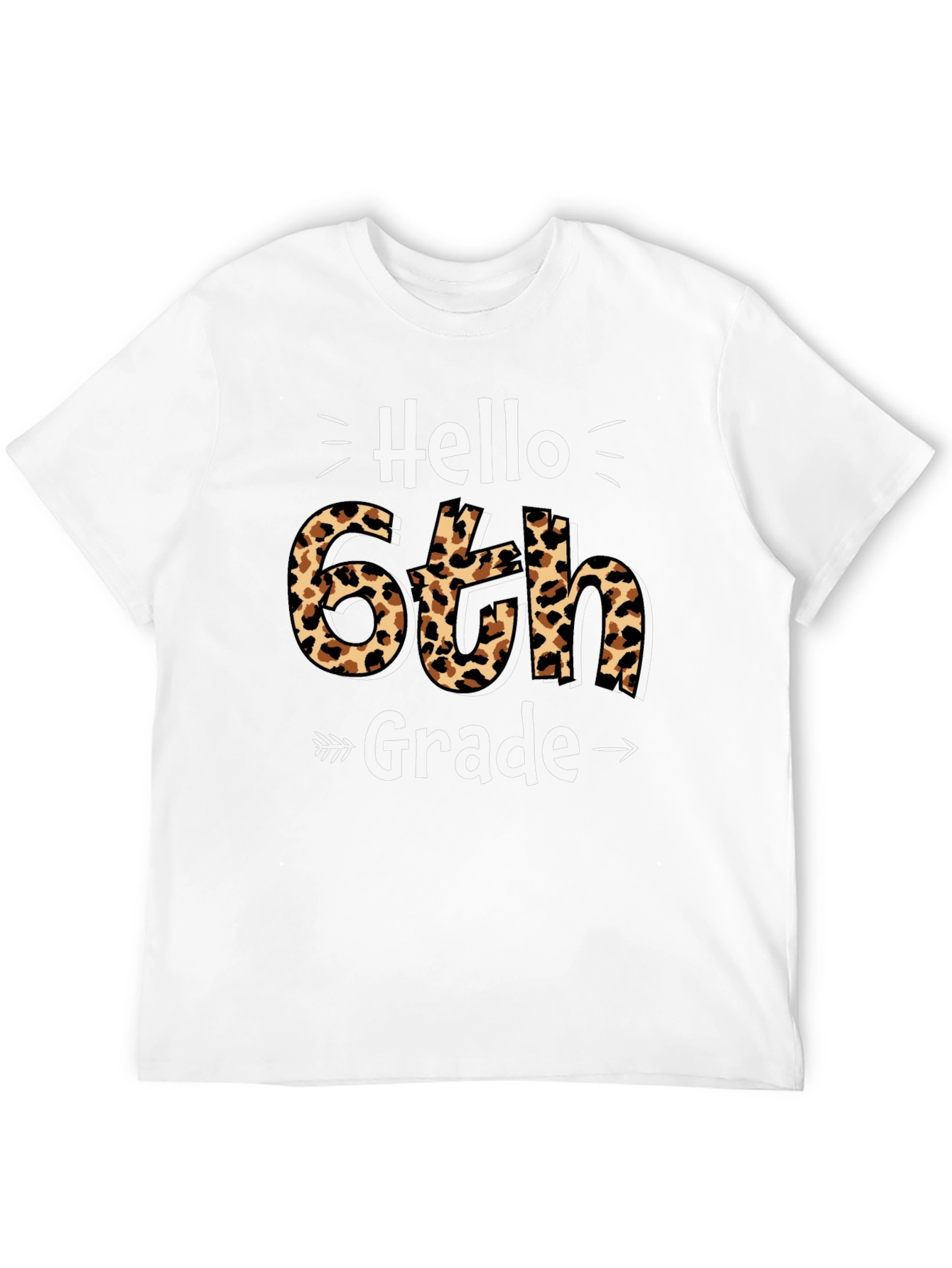 Hello 6th Grade Leopard Print T-Shirt