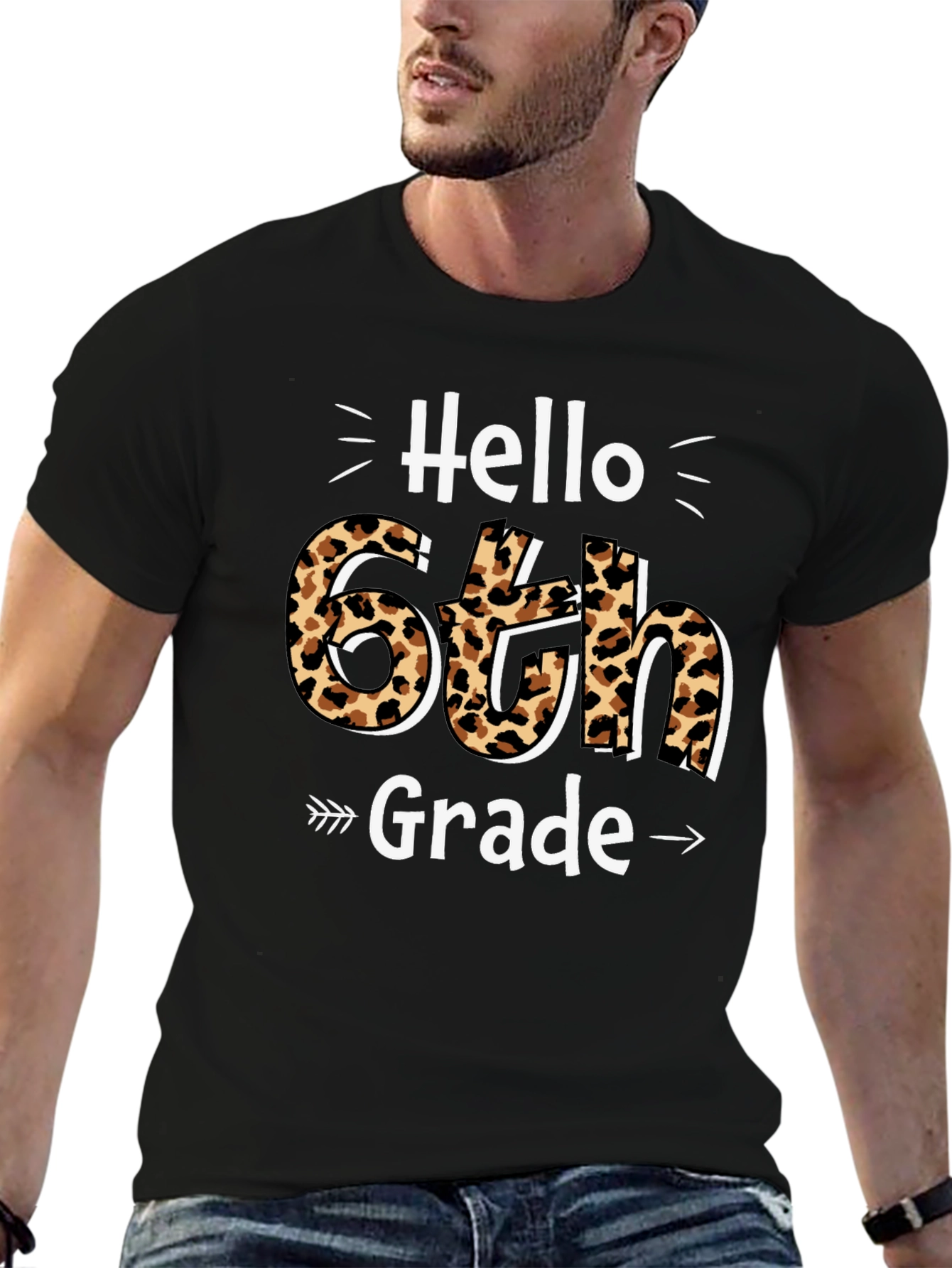 Hello 6th Grade Leopard Print T-Shirt