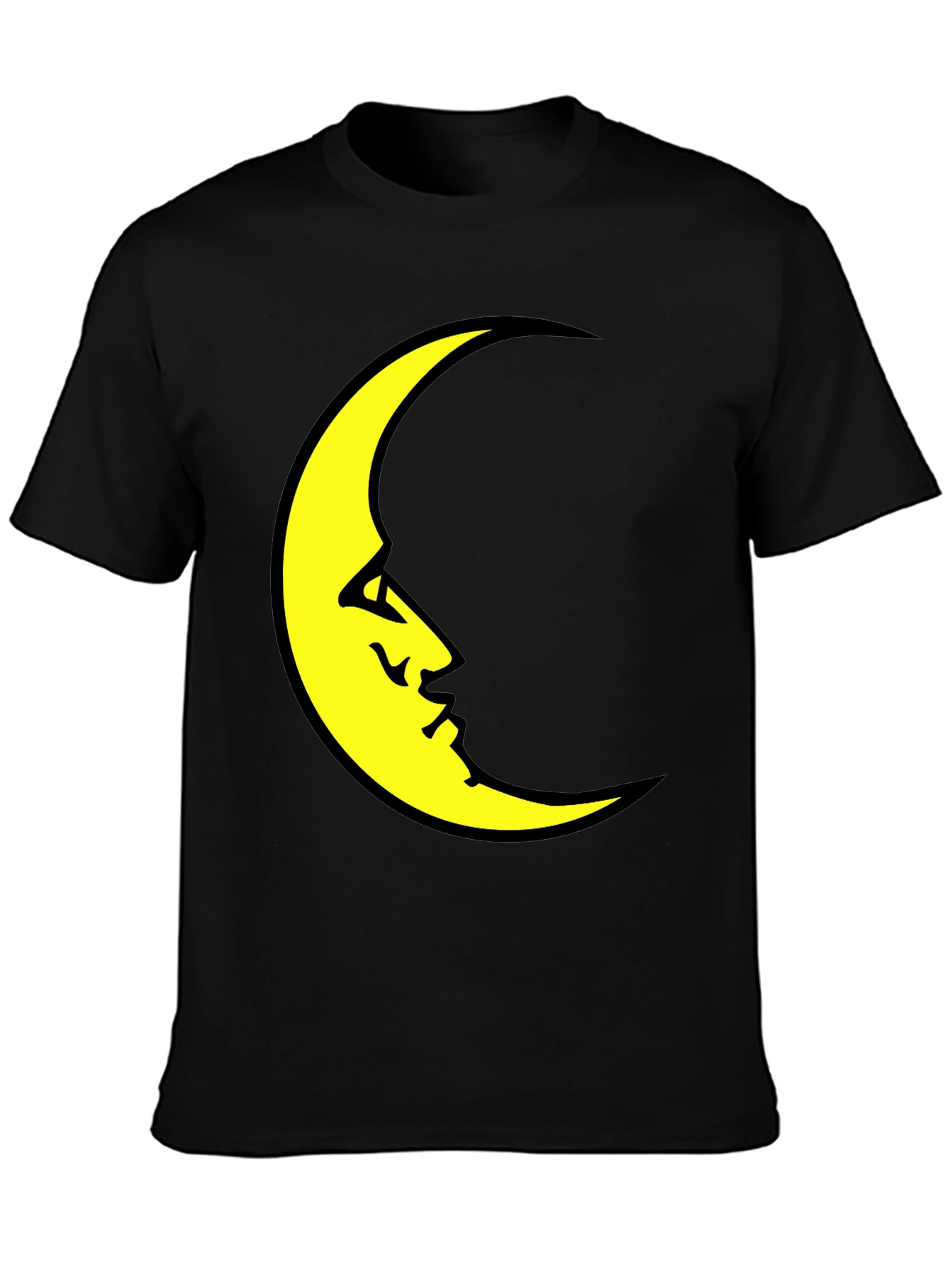 Crescent Moon Face Black T-Shirt