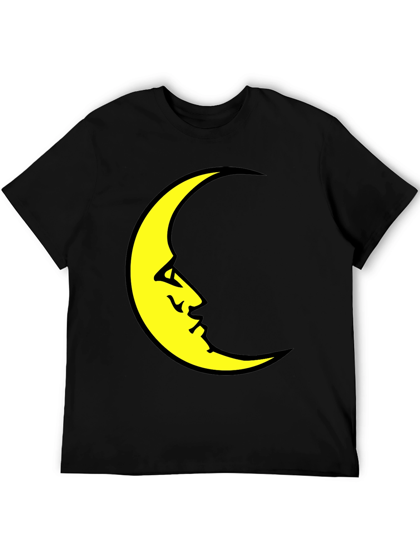 Crescent Moon Face Black T-Shirt