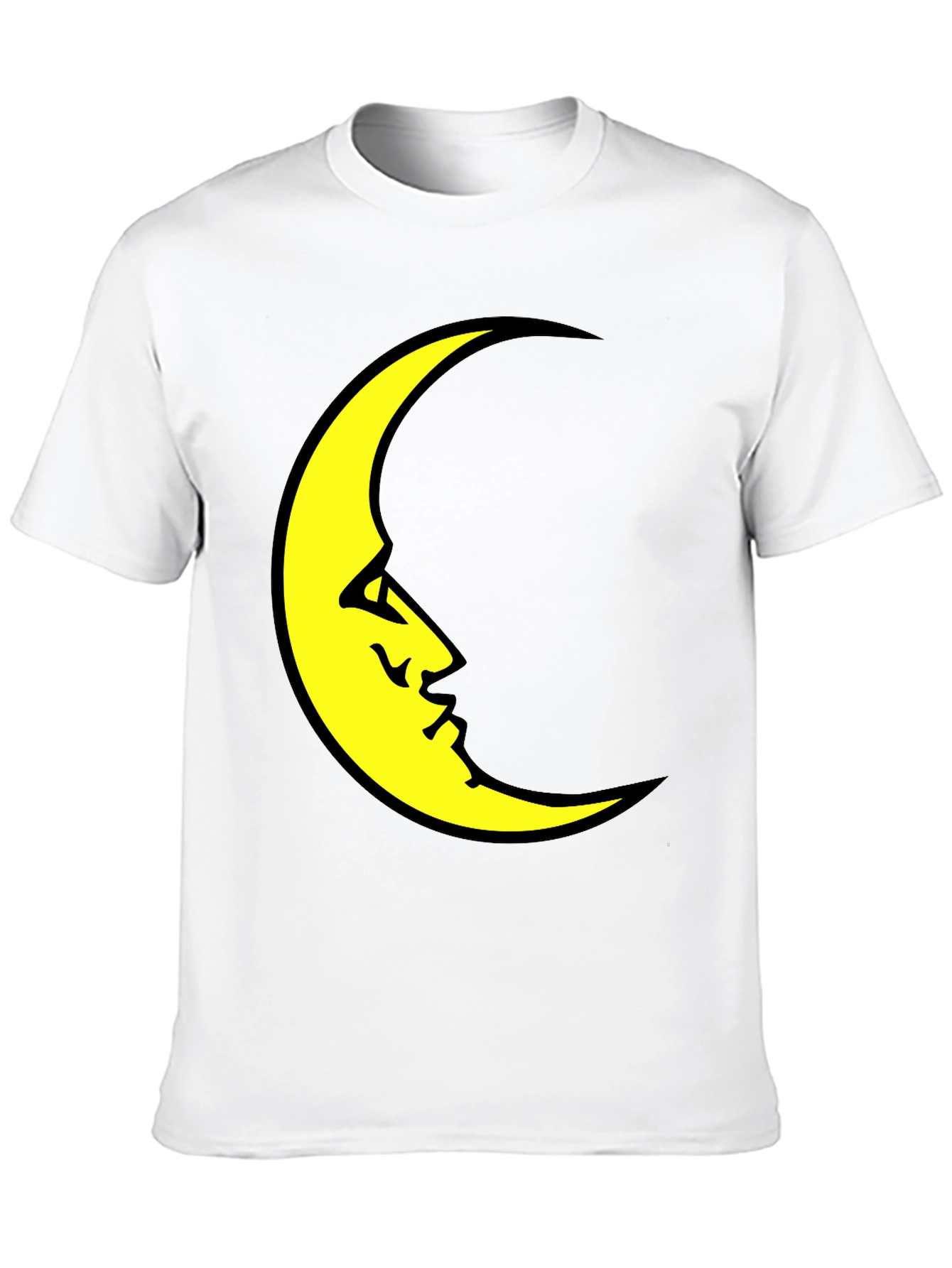 Crescent Moon Face Black T-Shirt