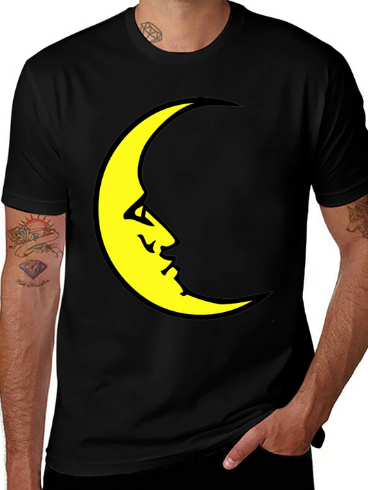 Crescent Moon Face Black T-Shirt