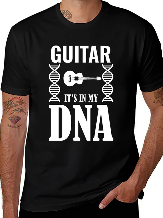 Guitar in DNA Mens Black Graphic Tee