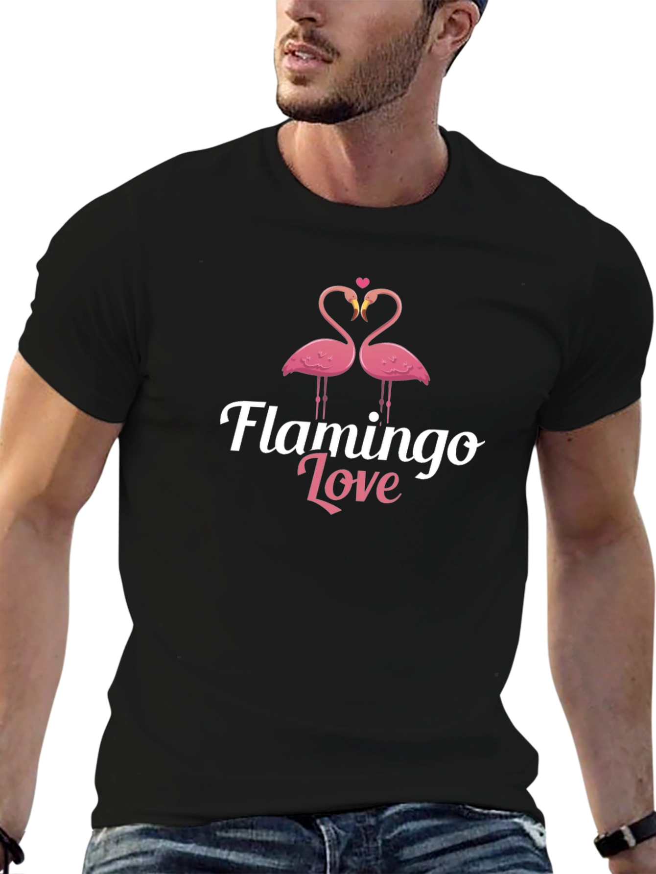 Flamingo Love Black Graphic Tee