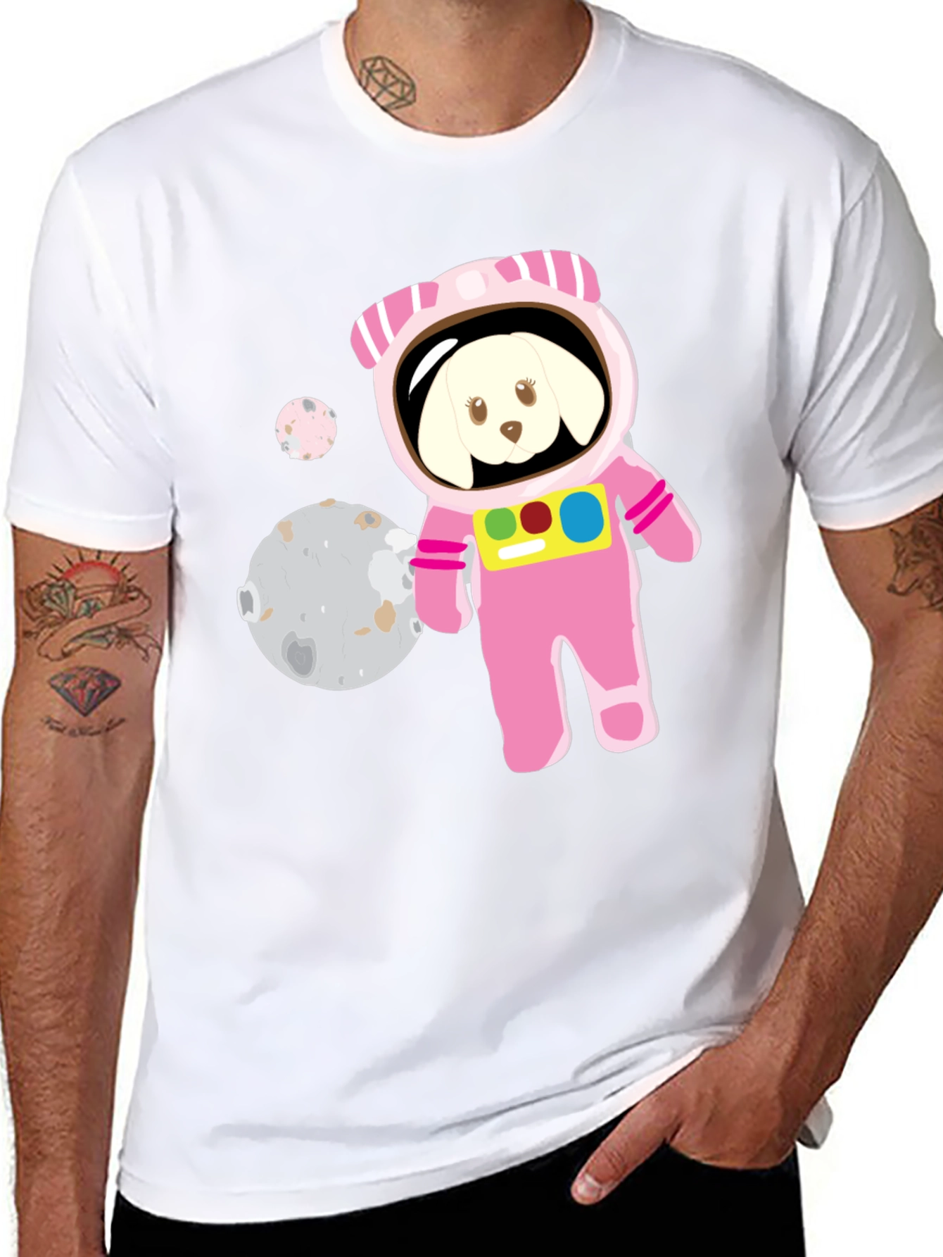 Dog Astronaut Graphic T-Shirt - Mens Black Tee