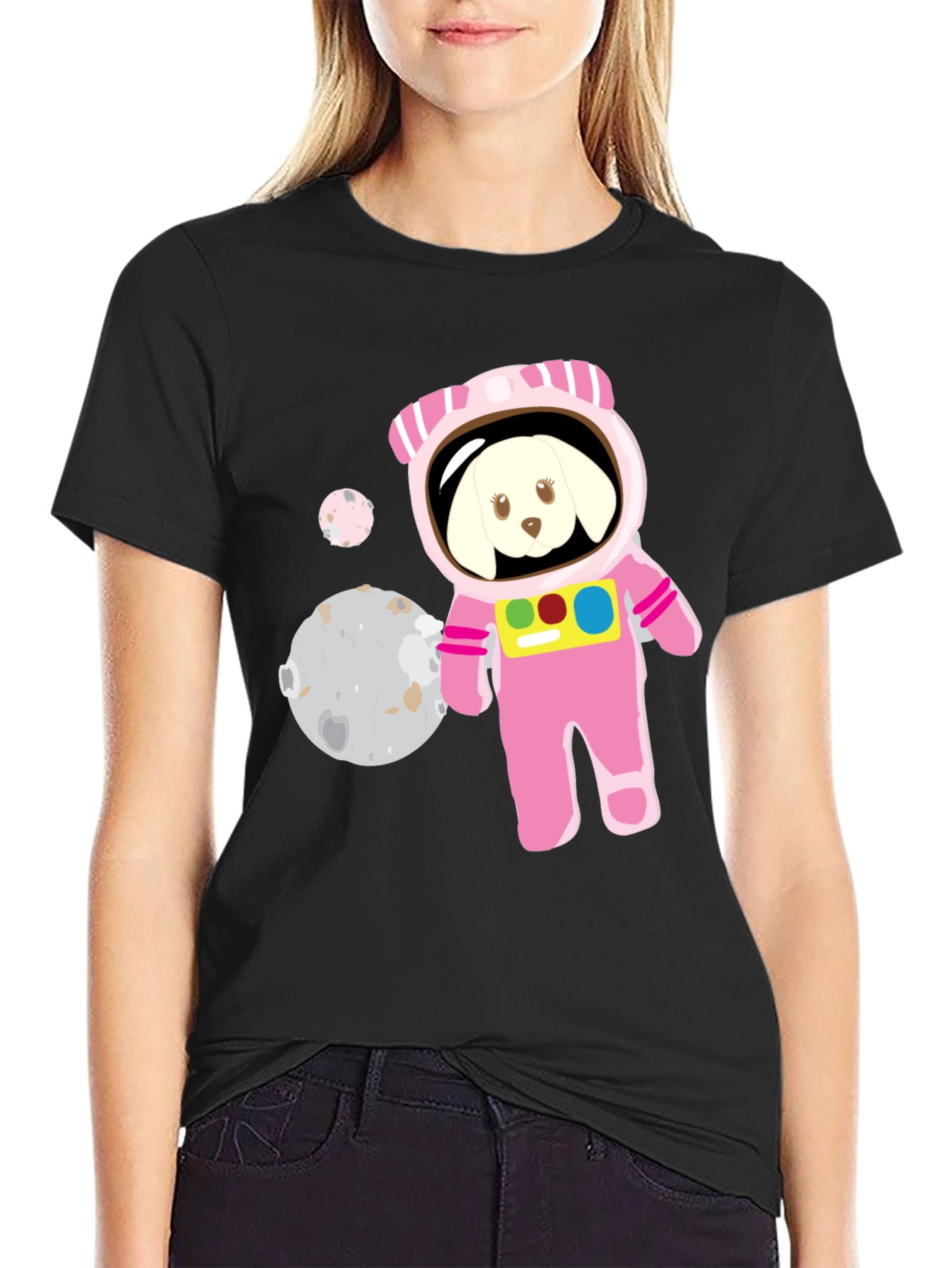 Dog Astronaut Graphic T-Shirt - Mens Black Tee