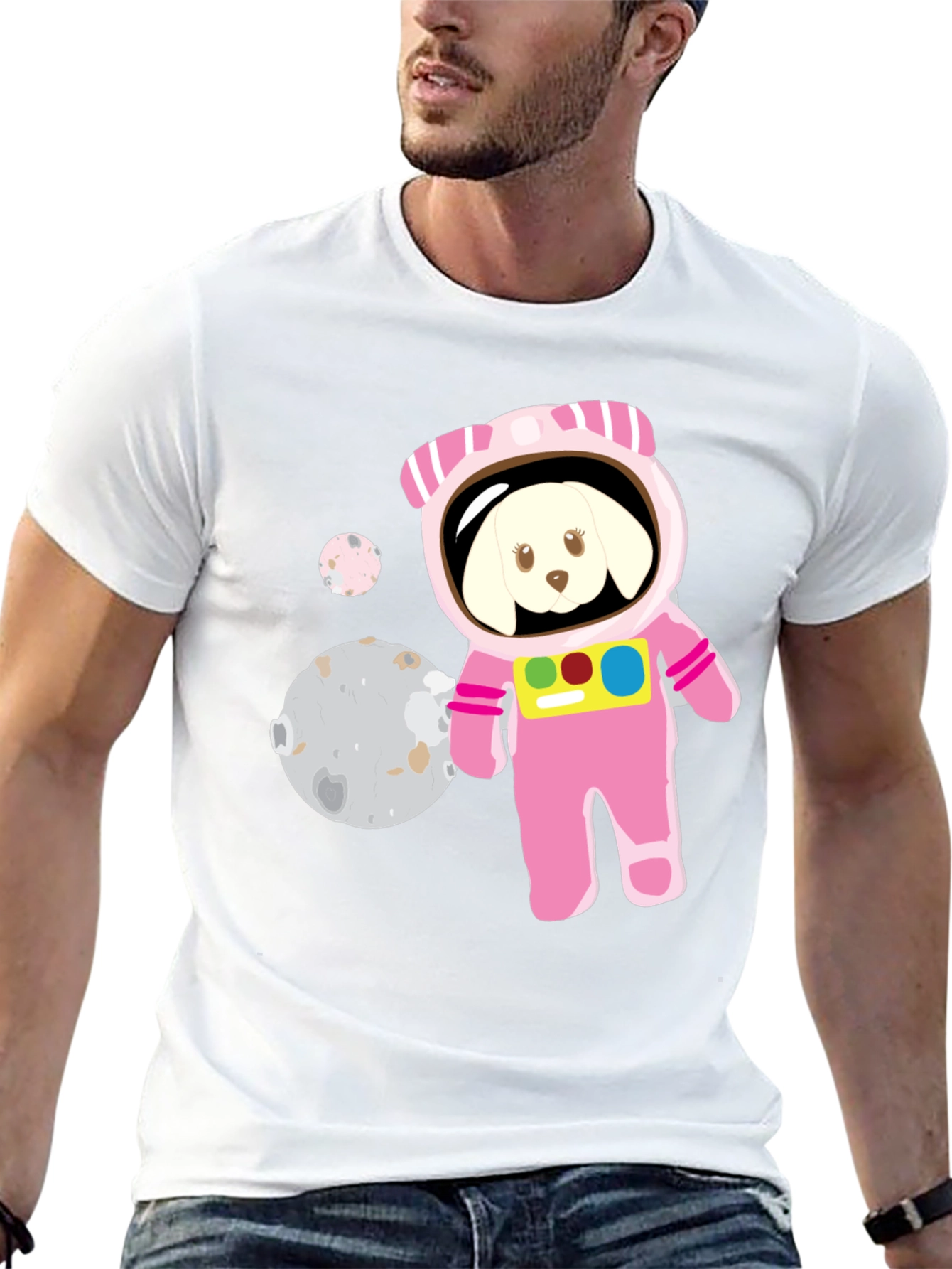 Dog Astronaut Graphic T-Shirt - Mens Black Tee