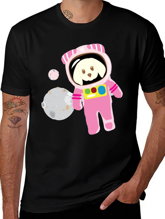 Dog Astronaut Graphic T-Shirt - Mens Black Tee