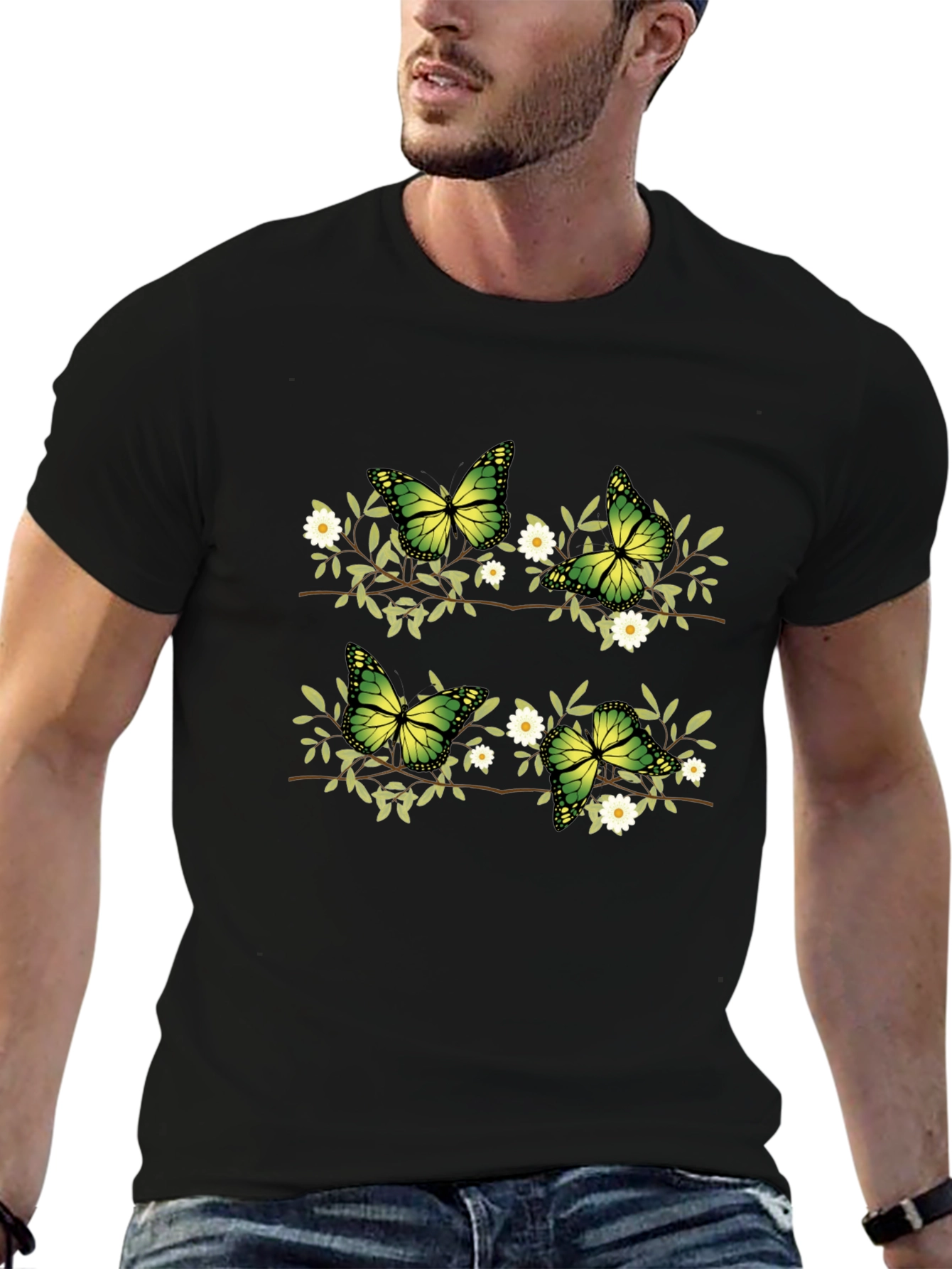 Butterfly Floral Graphic Print T-Shirt