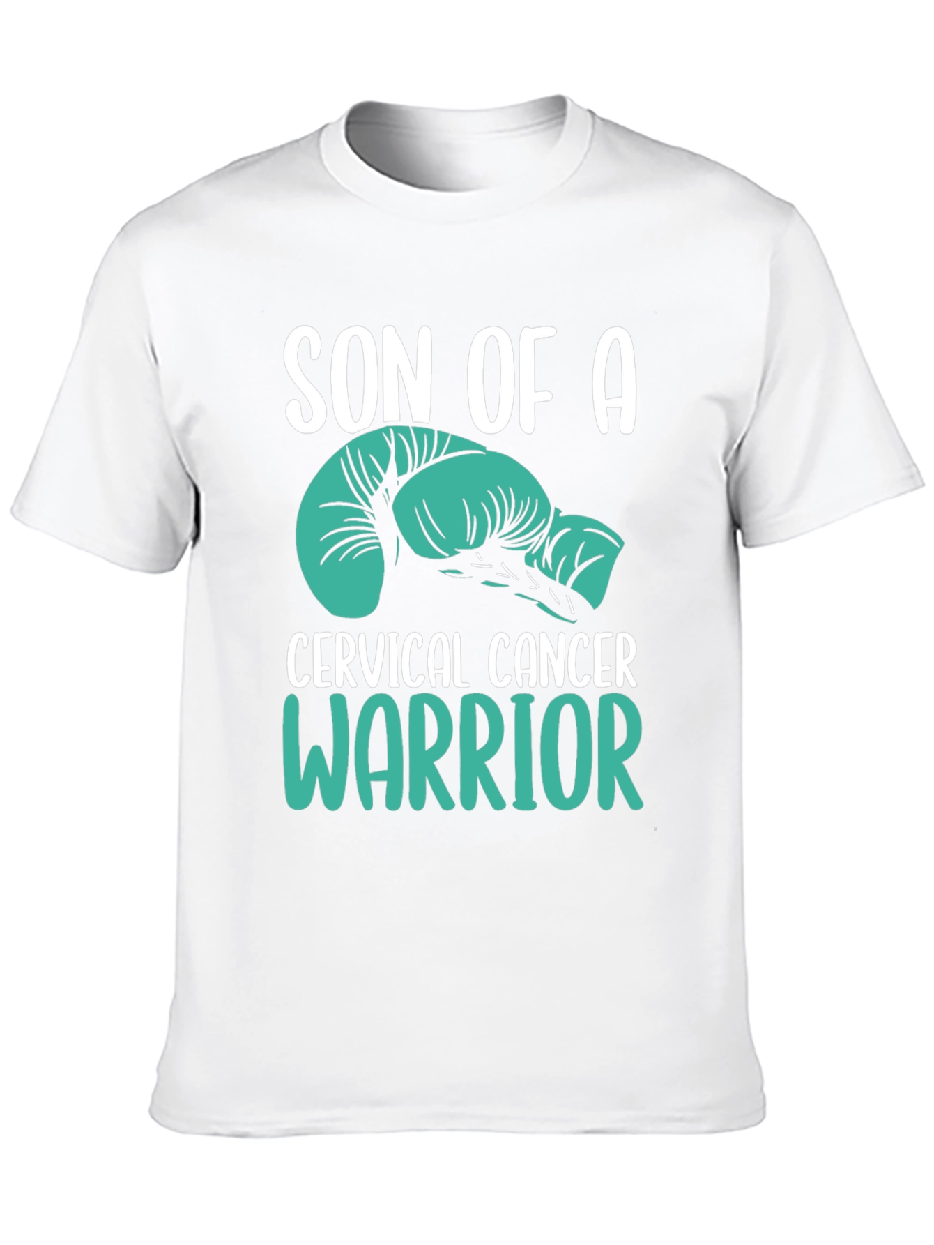 Cervical Cancer Warrior T-Shirt - Teal Boxing Gloves