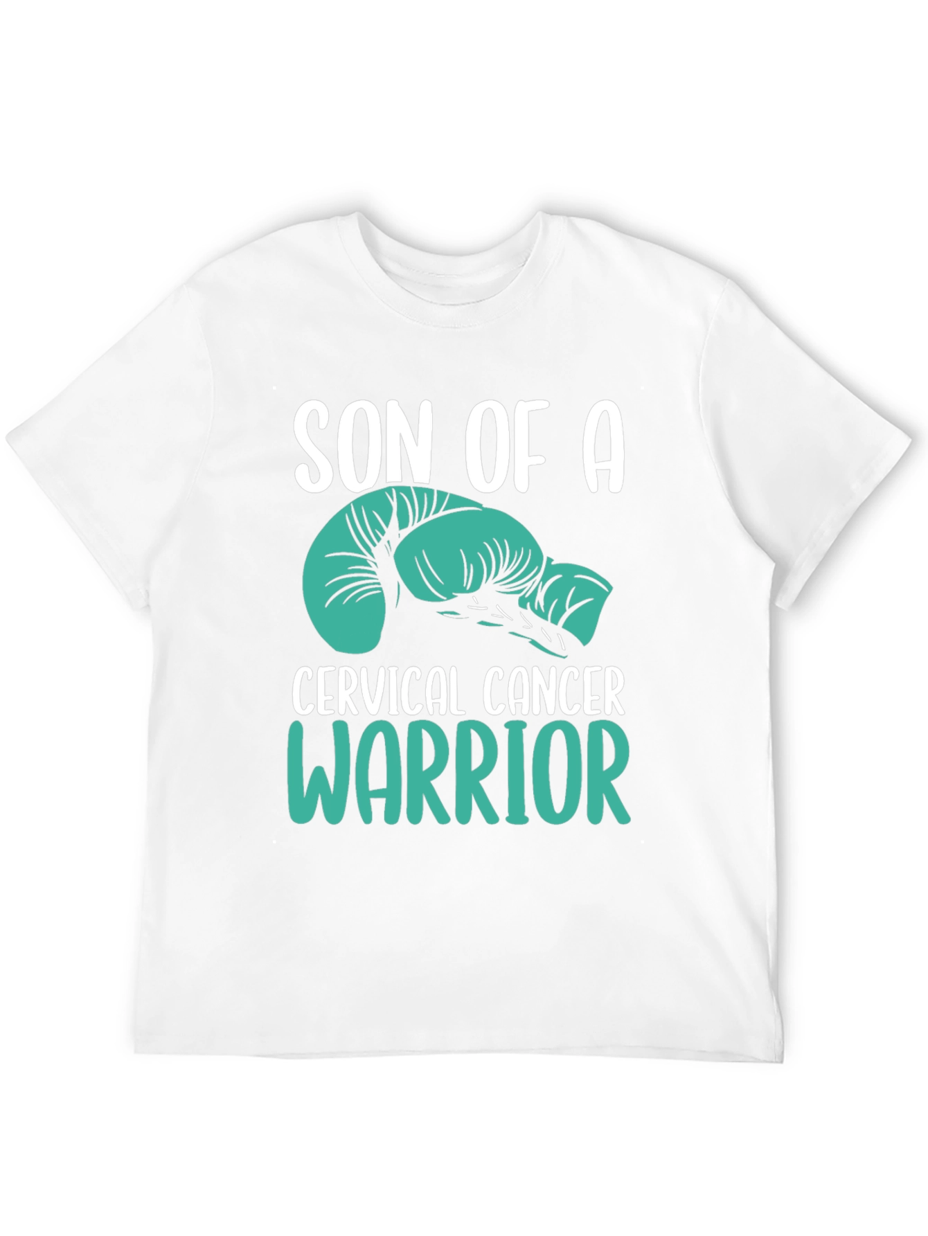 Cervical Cancer Warrior T-Shirt - Teal Boxing Gloves