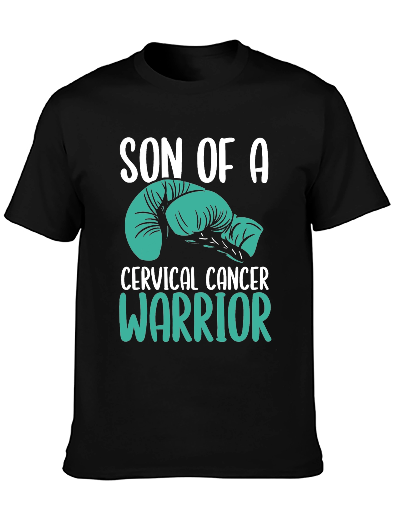 Cervical Cancer Warrior T-Shirt - Teal Boxing Gloves