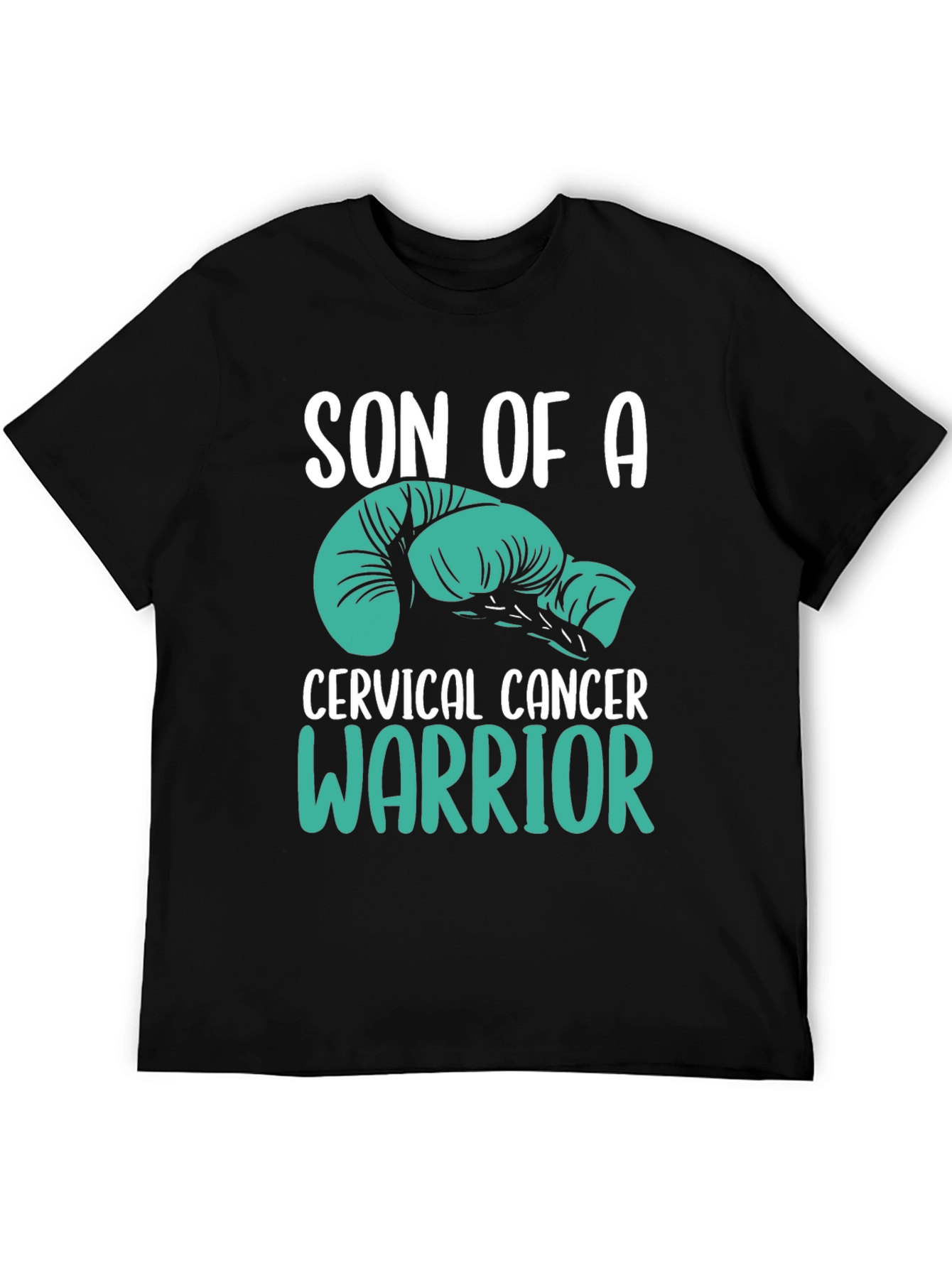 Cervical Cancer Warrior T-Shirt - Teal Boxing Gloves