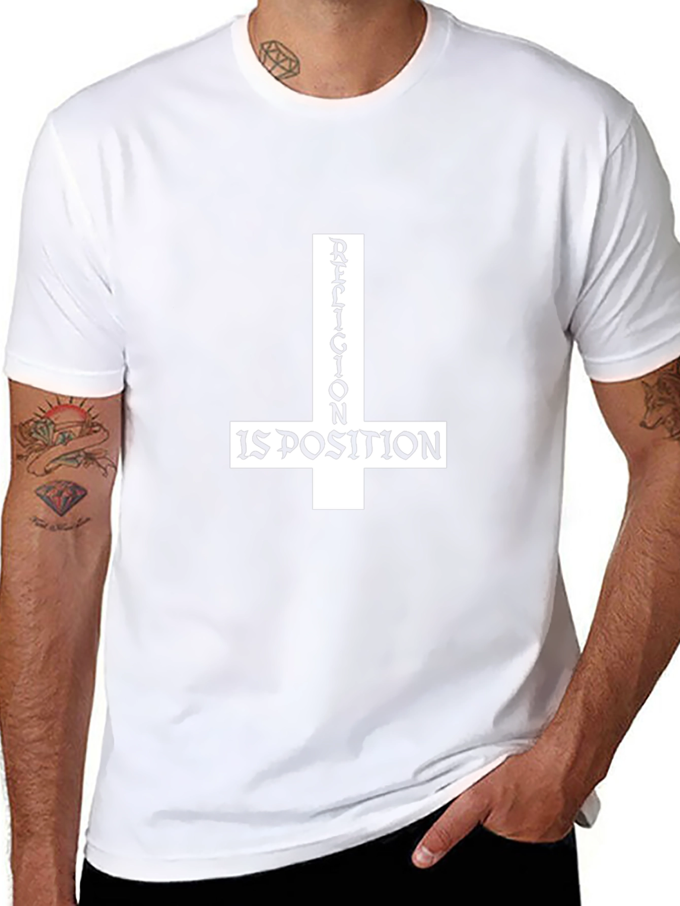 Religion is Poison T-Shirt - Inverted Cross Design