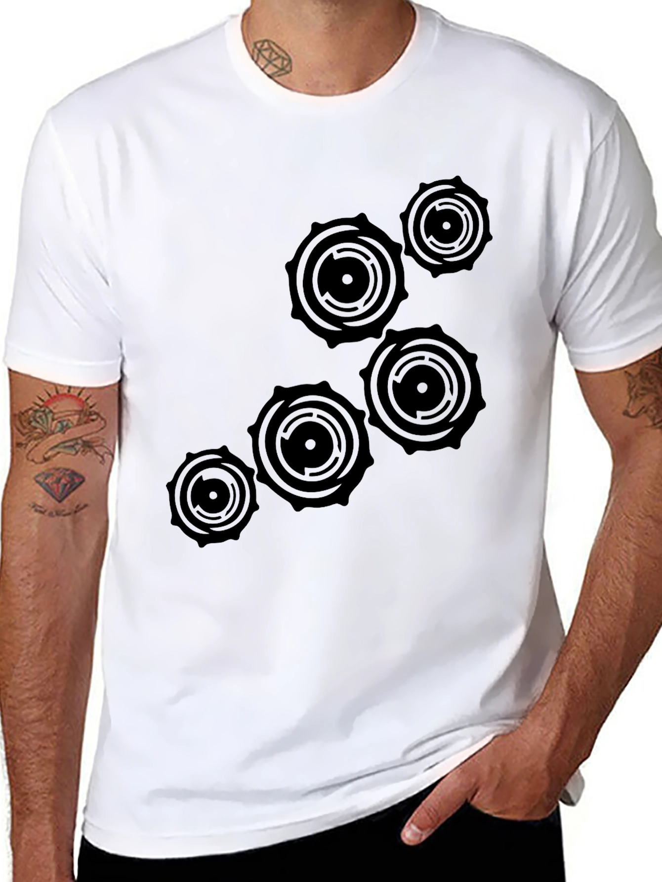 Abstract Circle Design Black T-Shirt