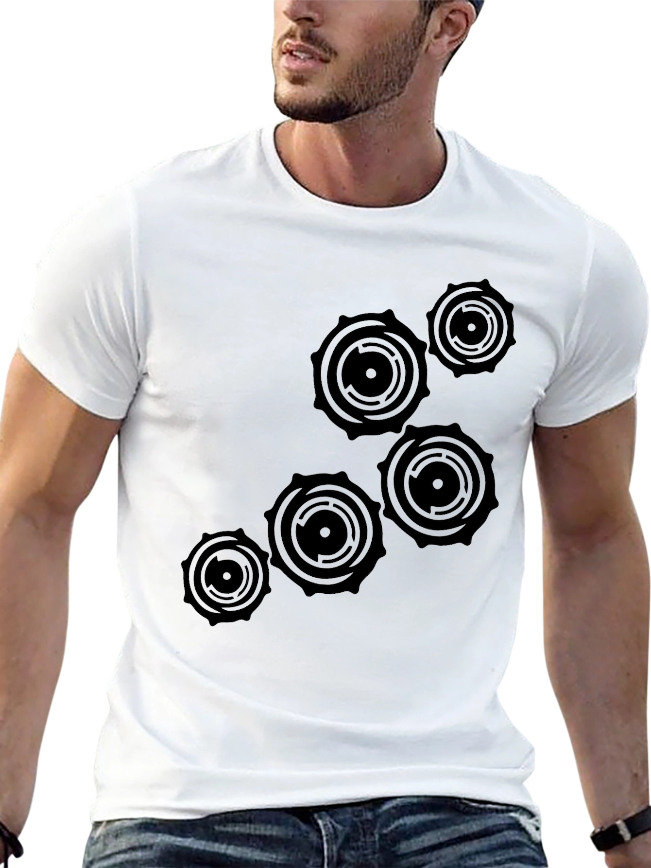 Abstract Circle Design Black T-Shirt