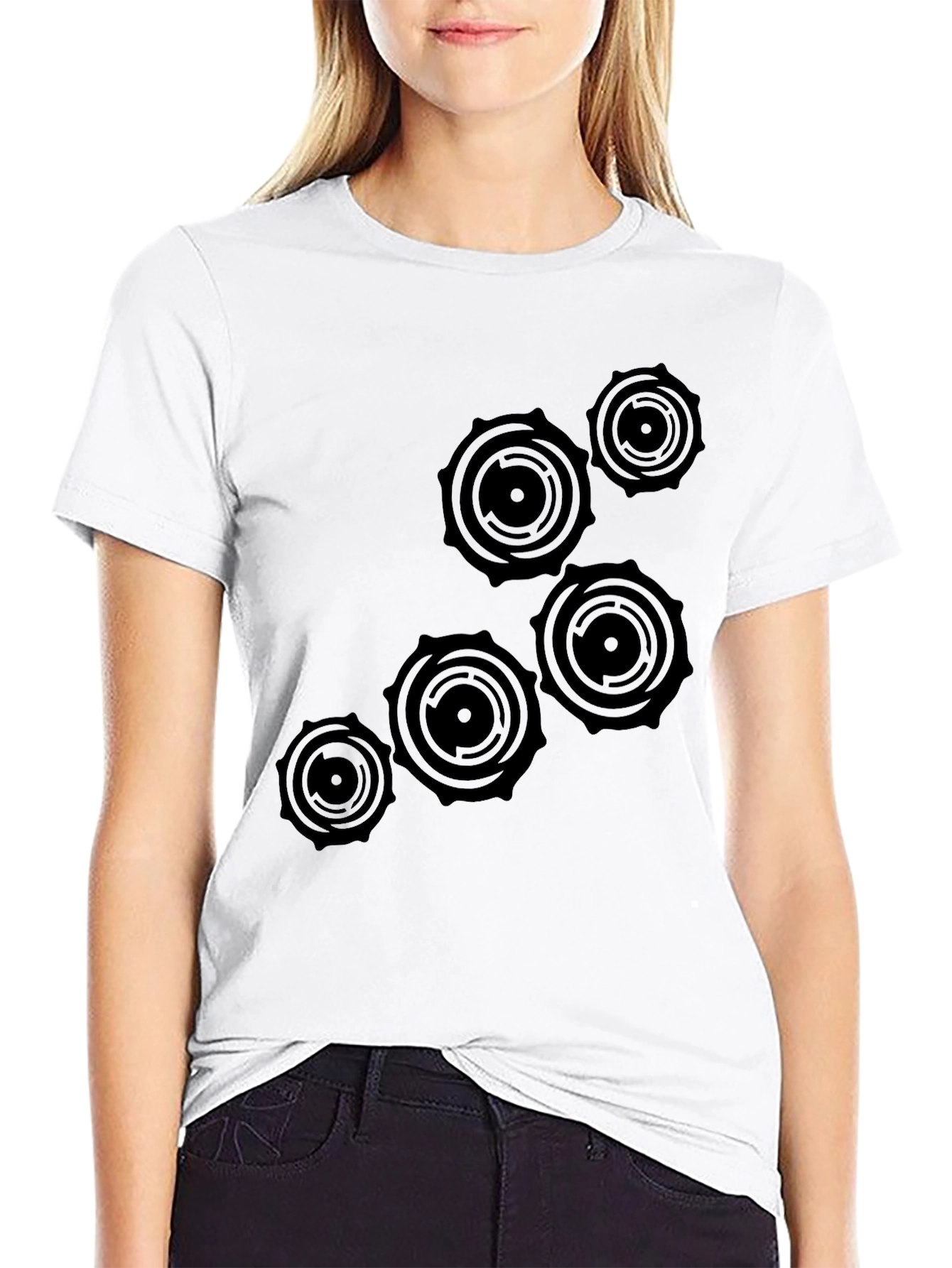 Abstract Circle Design Black T-Shirt