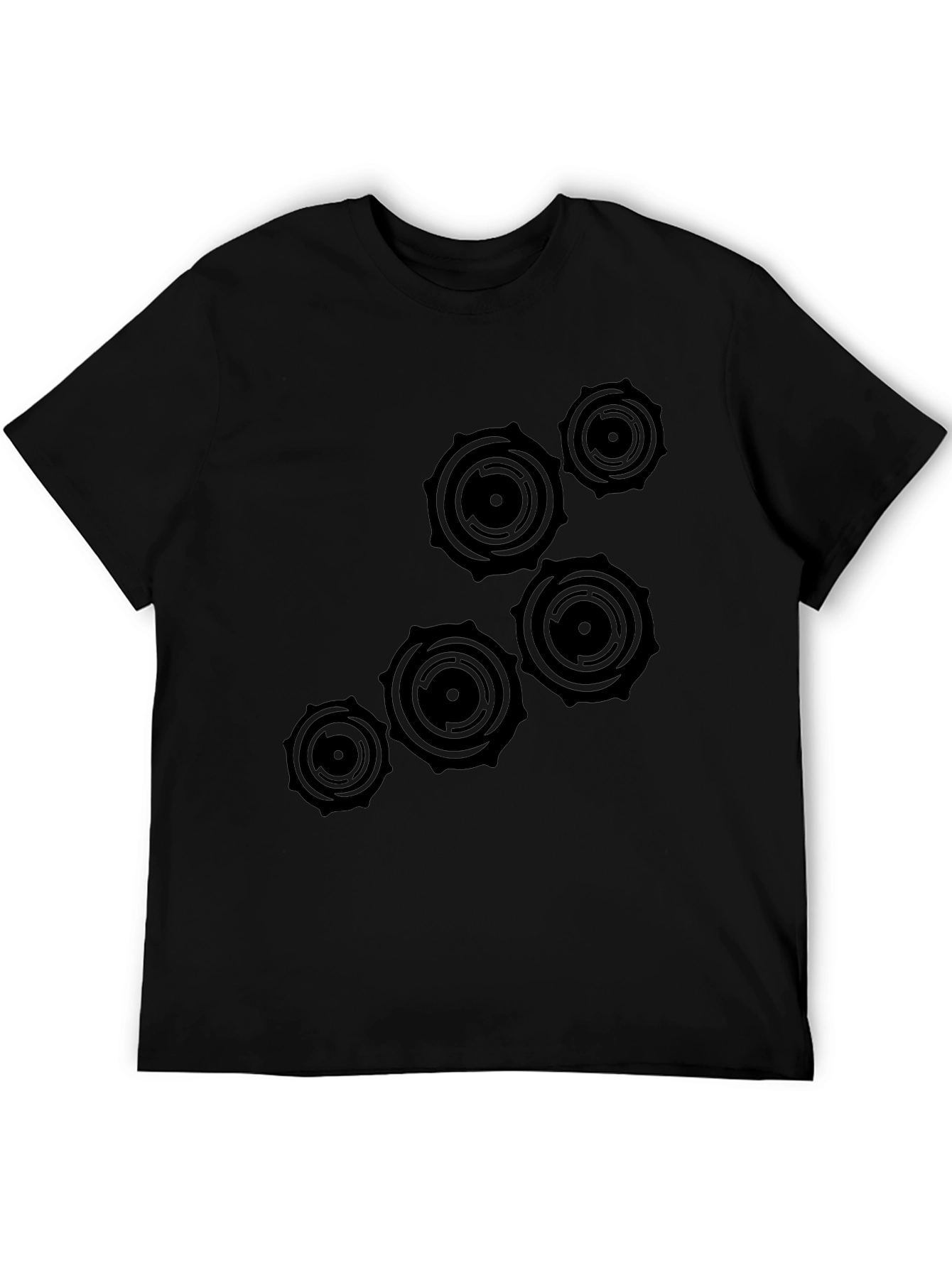 Abstract Circle Design Black T-Shirt