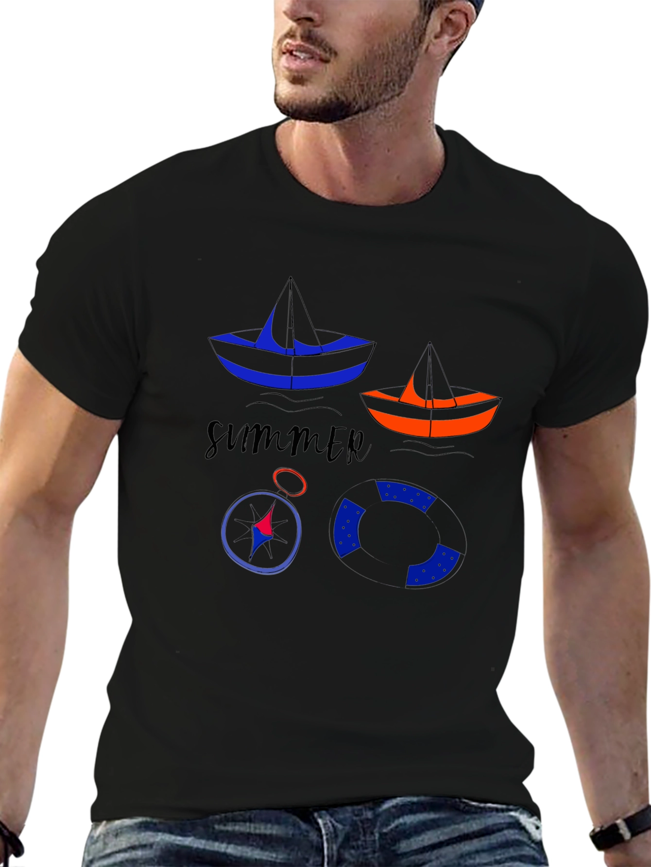 Summer Vibes T-Shirt with Nautical Design