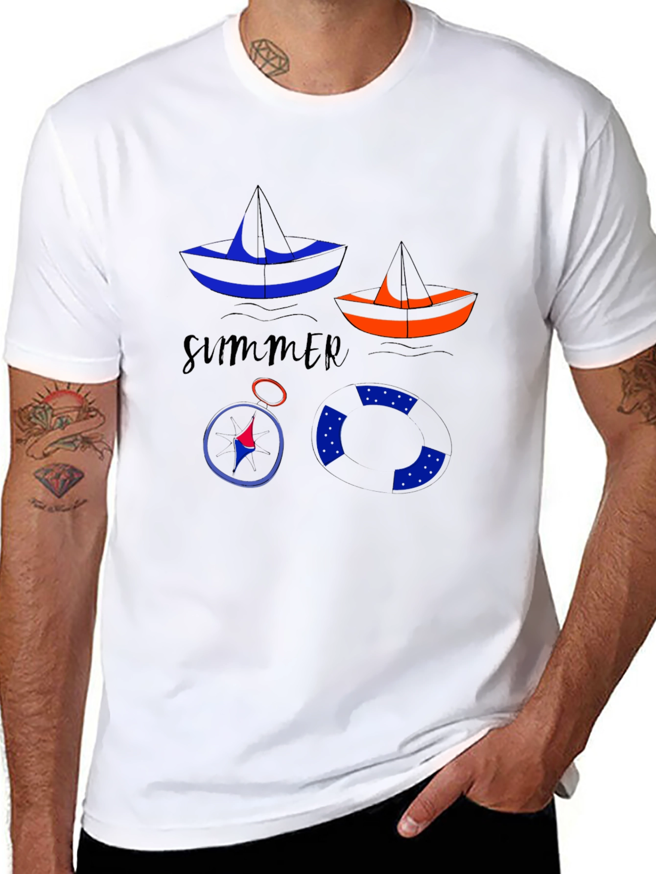 Summer Vibes T-Shirt with Nautical Design