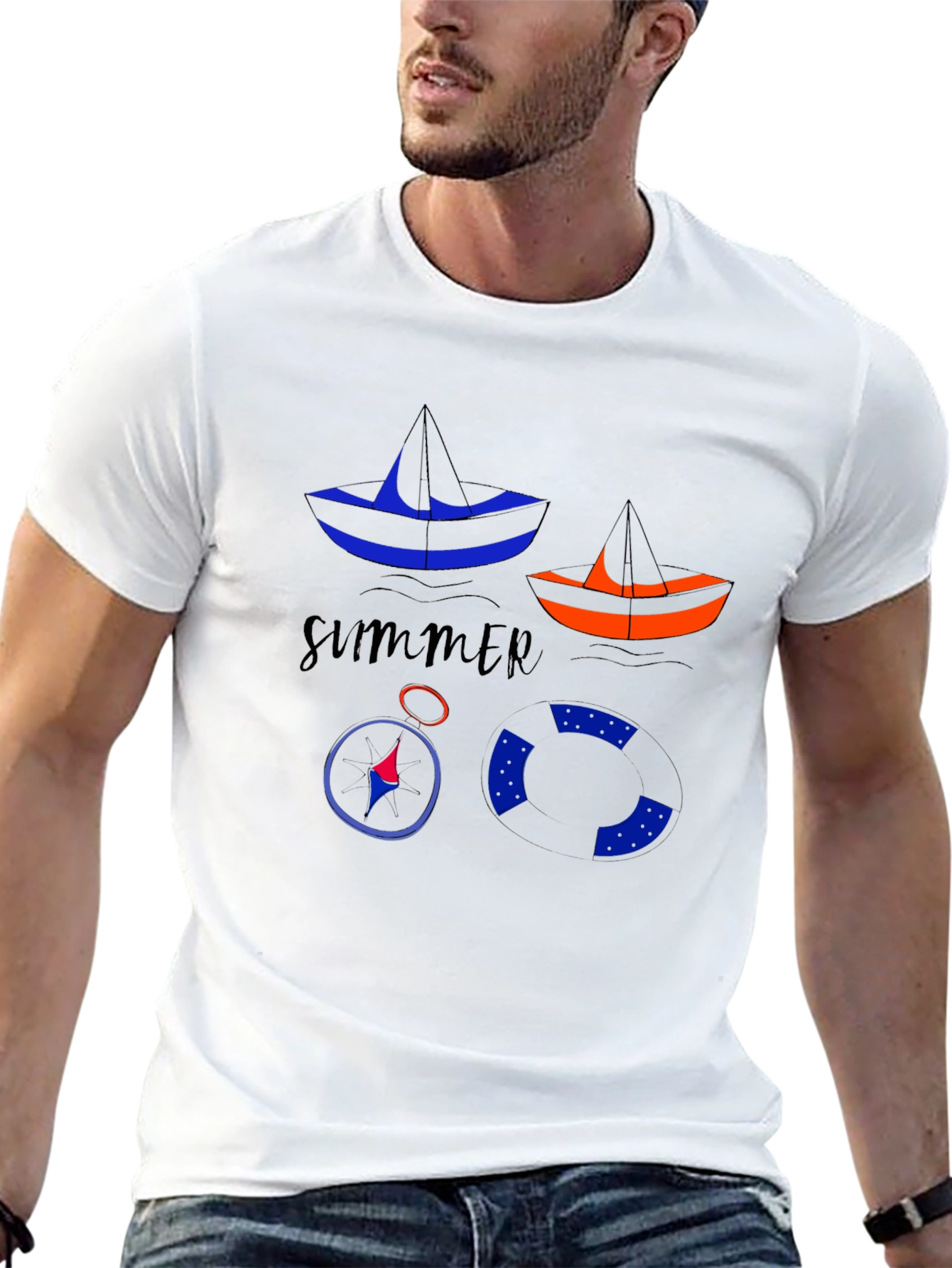 Summer Vibes T-Shirt with Nautical Design