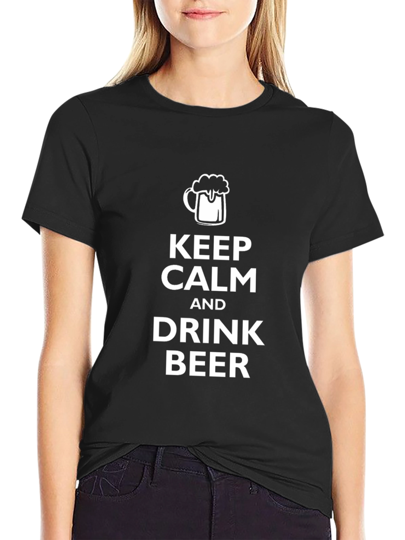 Keep Calm and Drink Beer Graphic Tee - Black