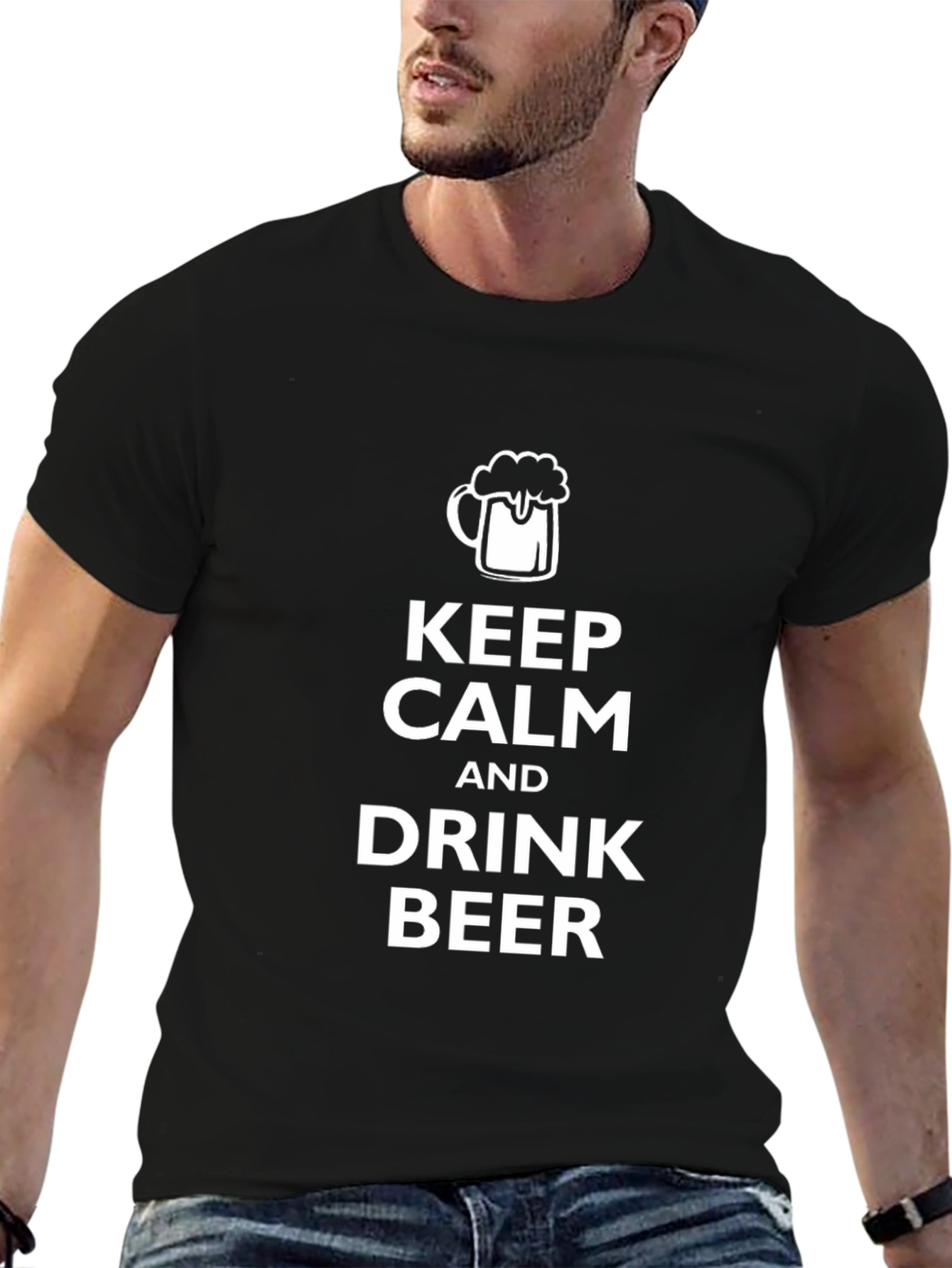 Keep Calm and Drink Beer Graphic Tee - Black