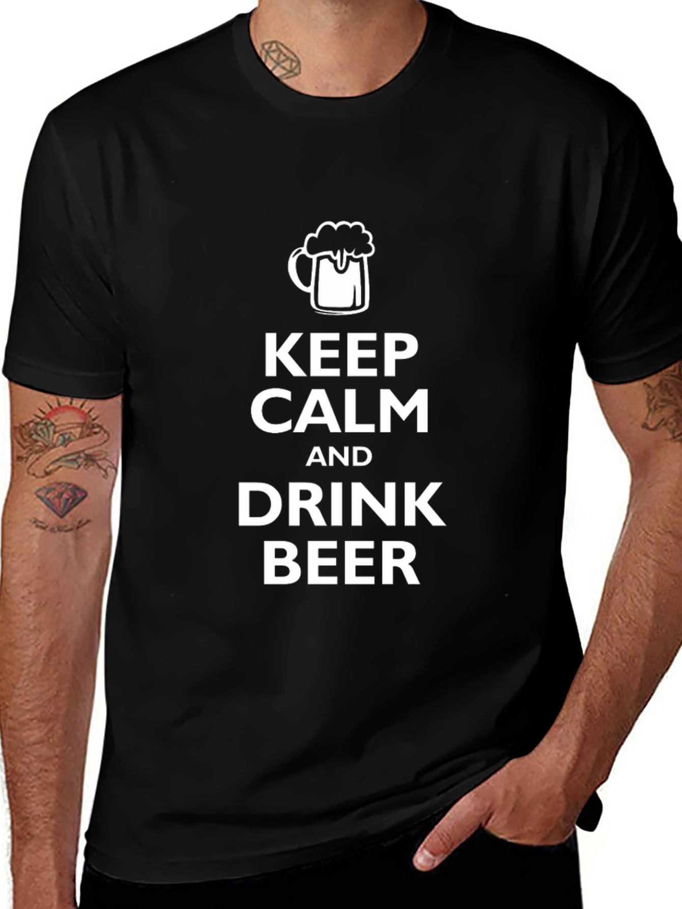 Keep Calm and Drink Beer Graphic Tee - Black