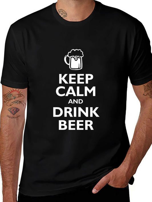 Keep Calm and Drink Beer Graphic Tee - Black