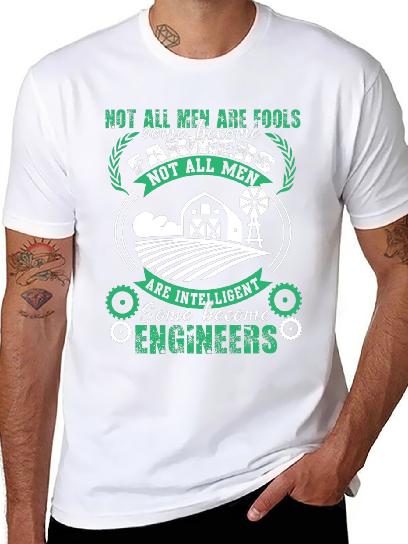 Mens Farmer & Engineer T-Shirt - Intelligent Professions