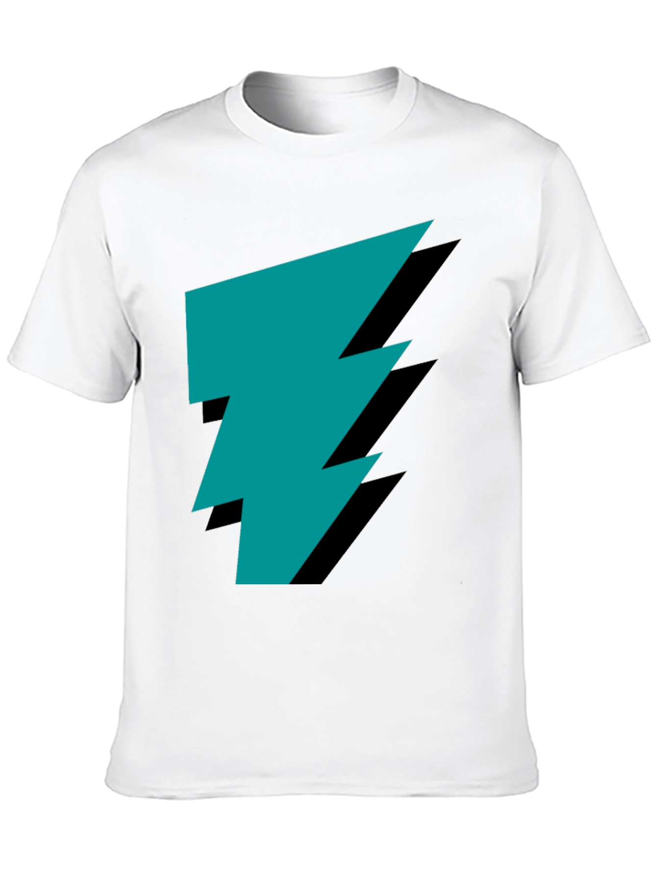 Stylish Black Tee with Teal Lightning Bolt Graphic