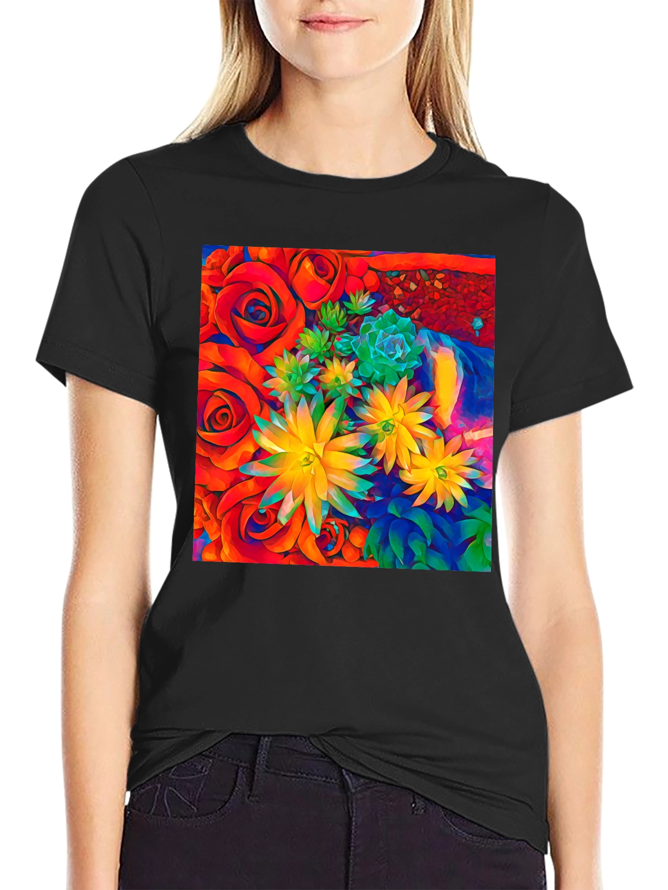 Floral Graphic Tee - Vibrant Abstract Design