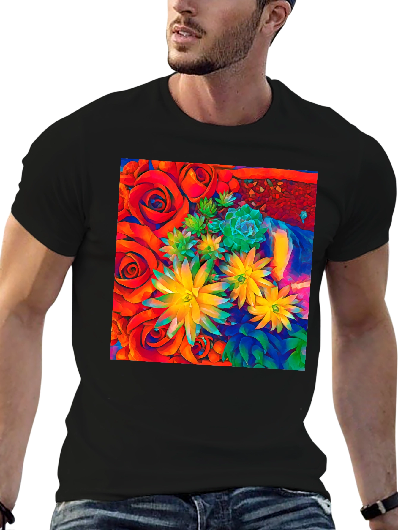 Floral Graphic Tee - Vibrant Abstract Design