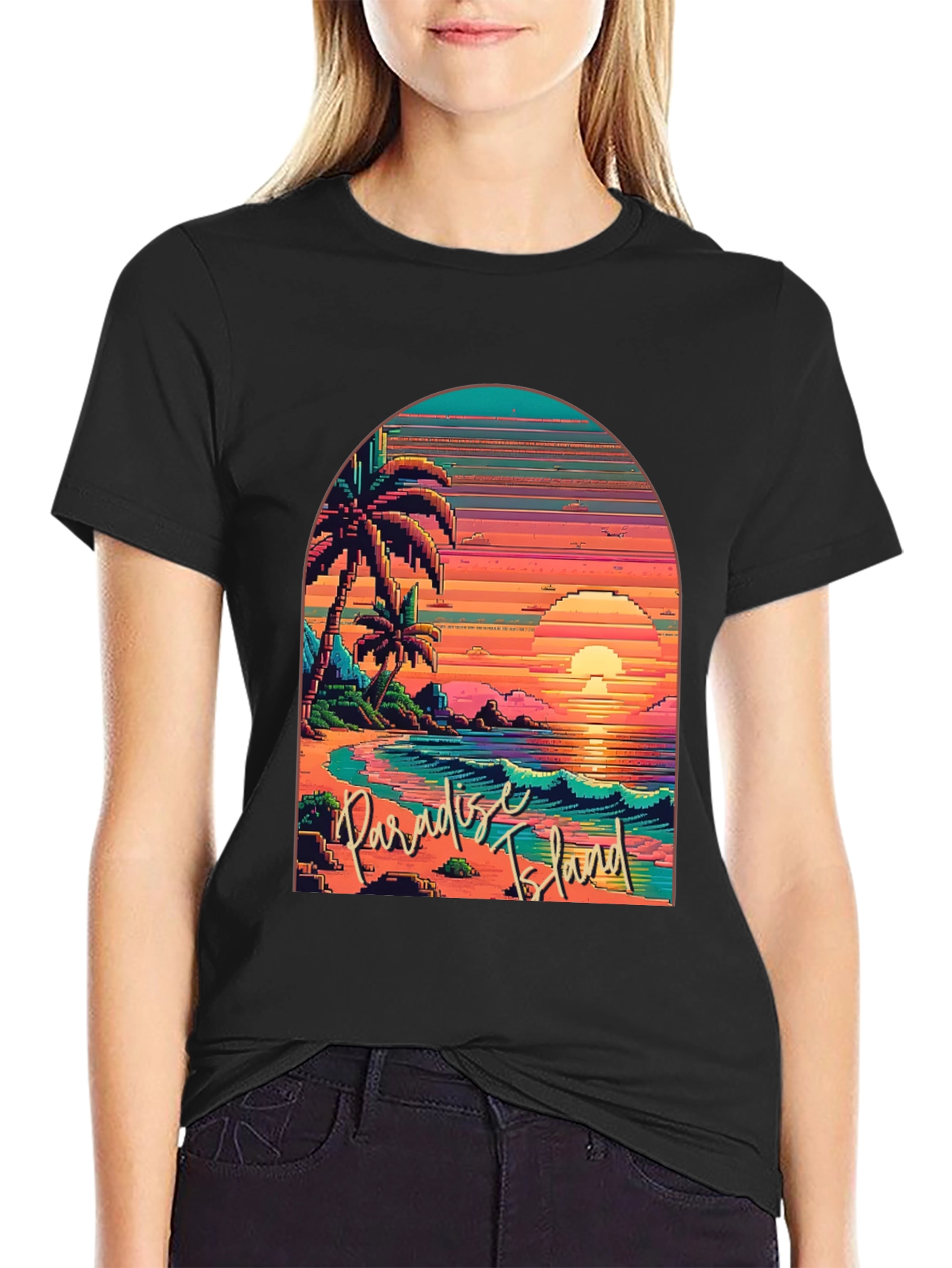 Paradise Island Pixel Art T-Shirt