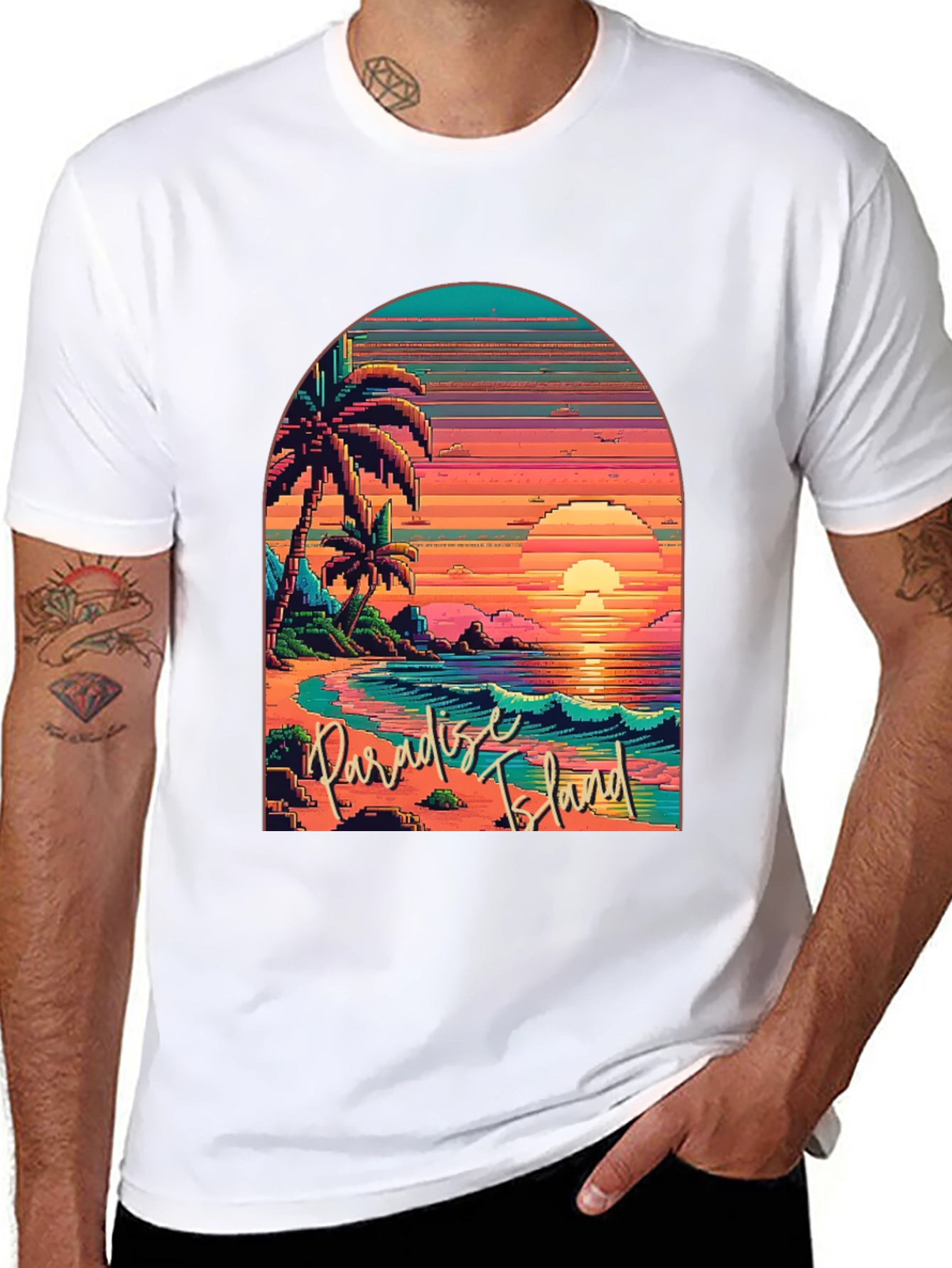 Paradise Island Pixel Art T-Shirt