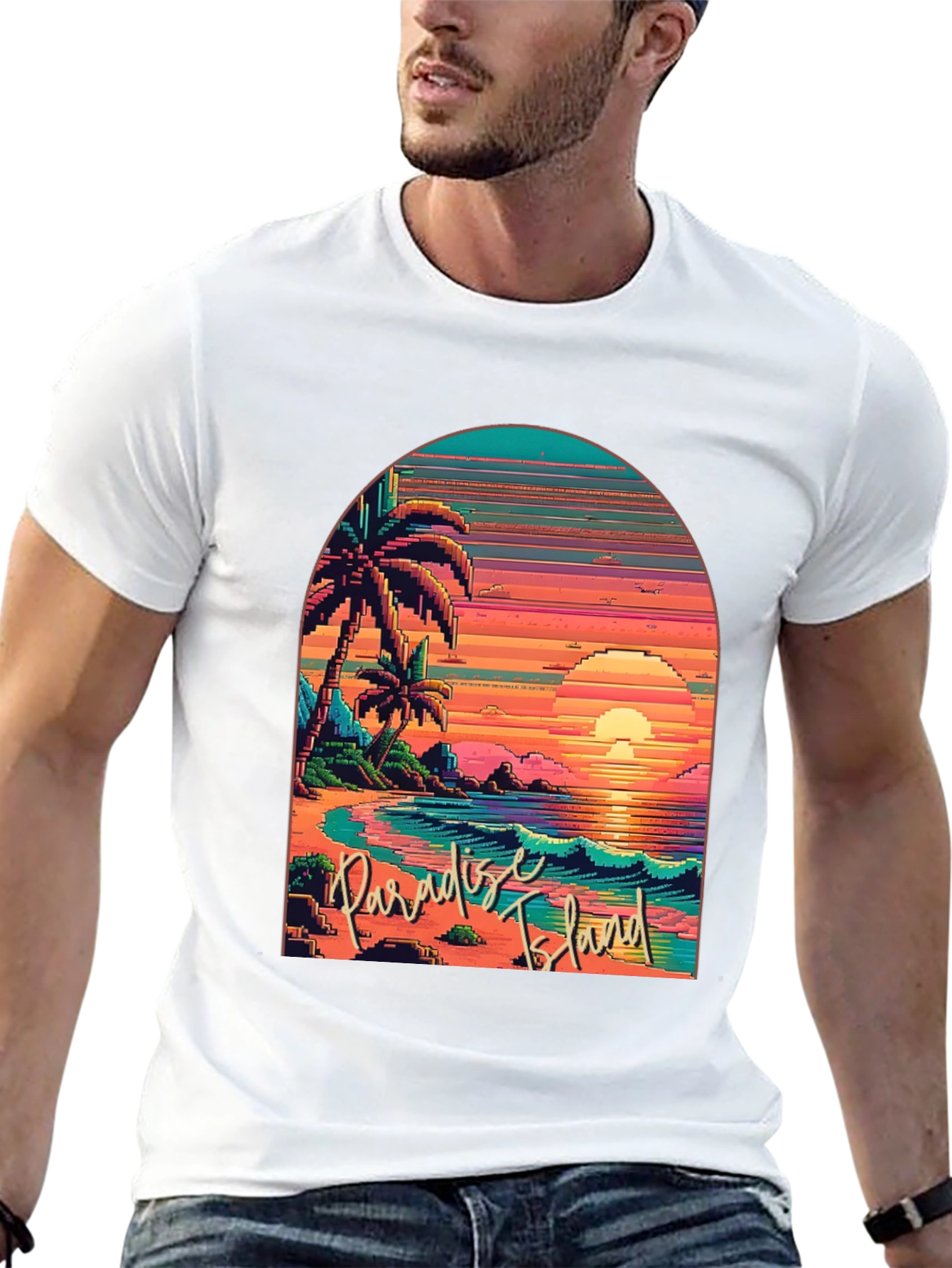 Paradise Island Pixel Art T-Shirt