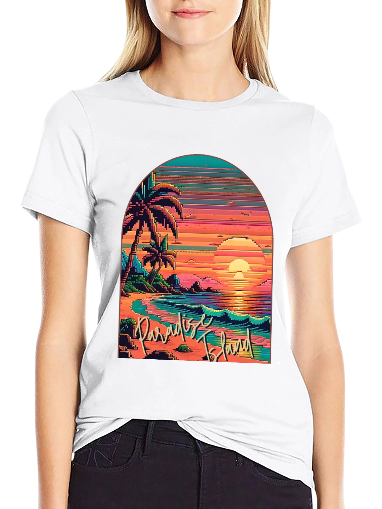 Paradise Island Pixel Art T-Shirt