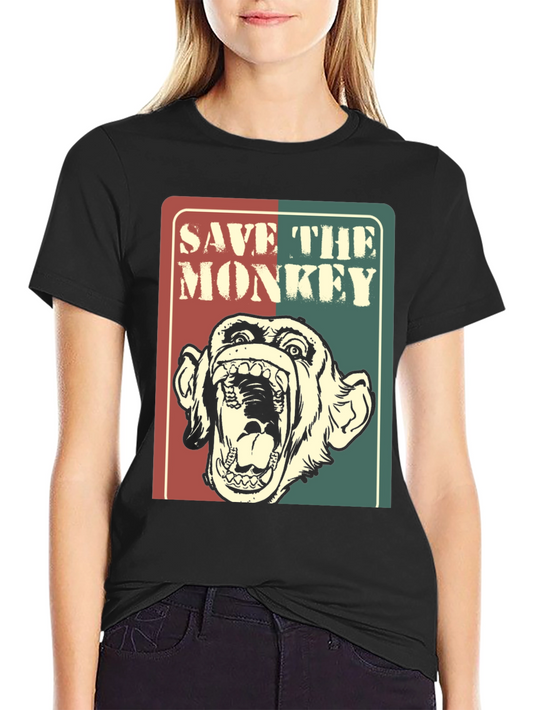 Save The Monkey Graphic T-Shirt - Retro Style Tee