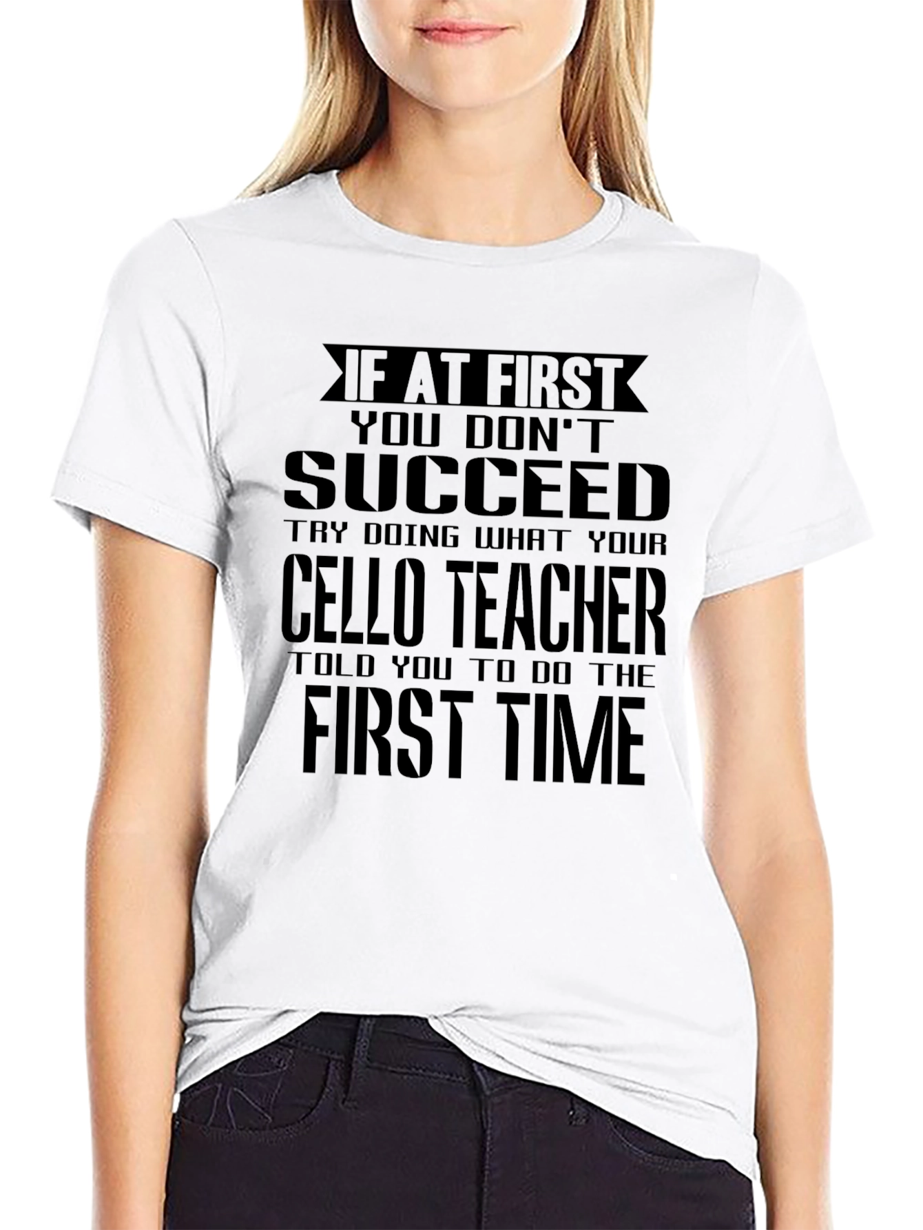 Cello Teacher Mens Black Graphic T-Shirt