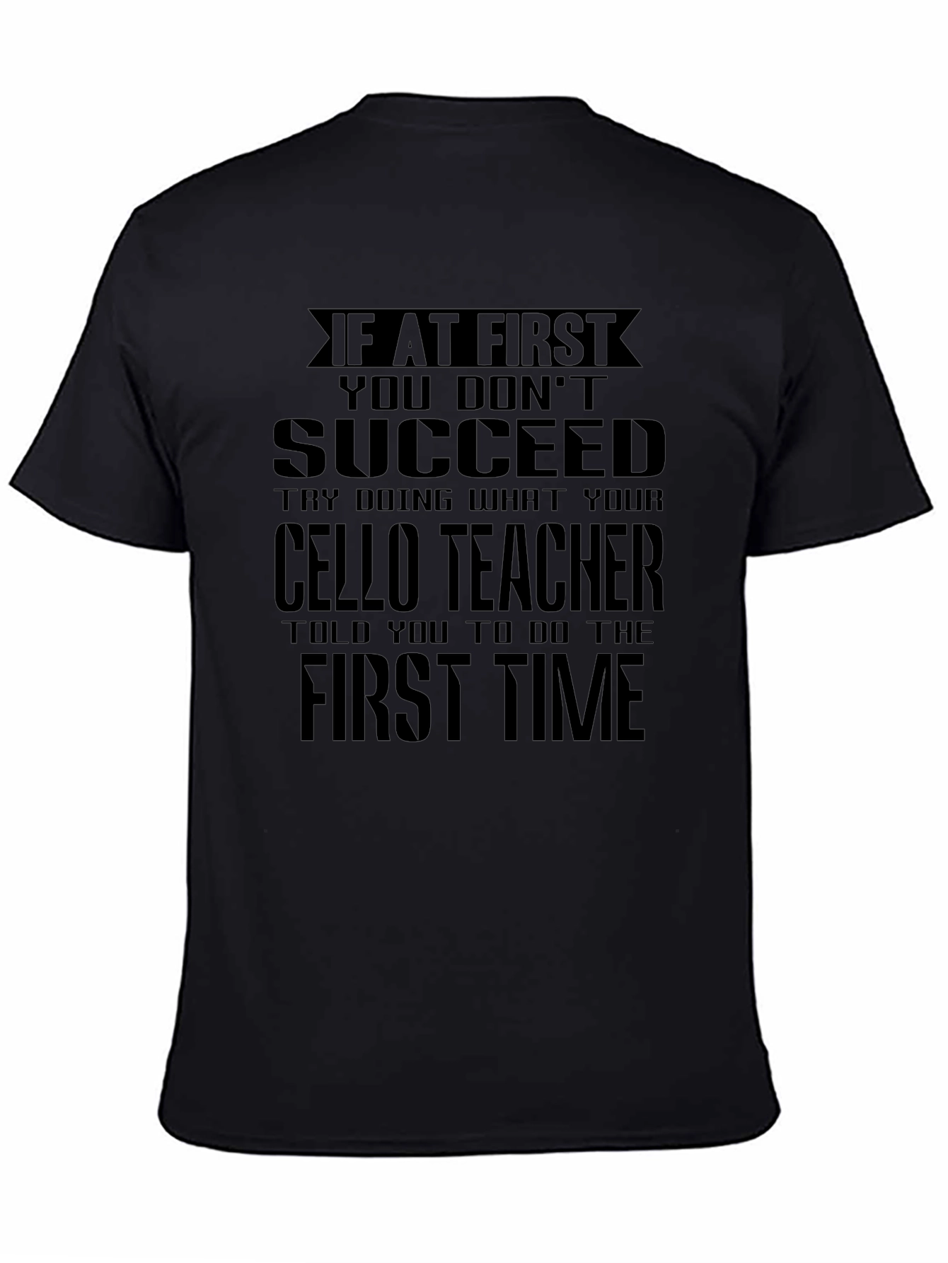 Cello Teacher Mens Black Graphic T-Shirt