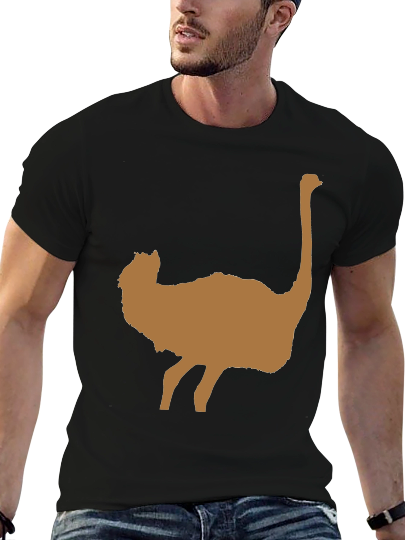 Ostrich Silhouette Black T-Shirt