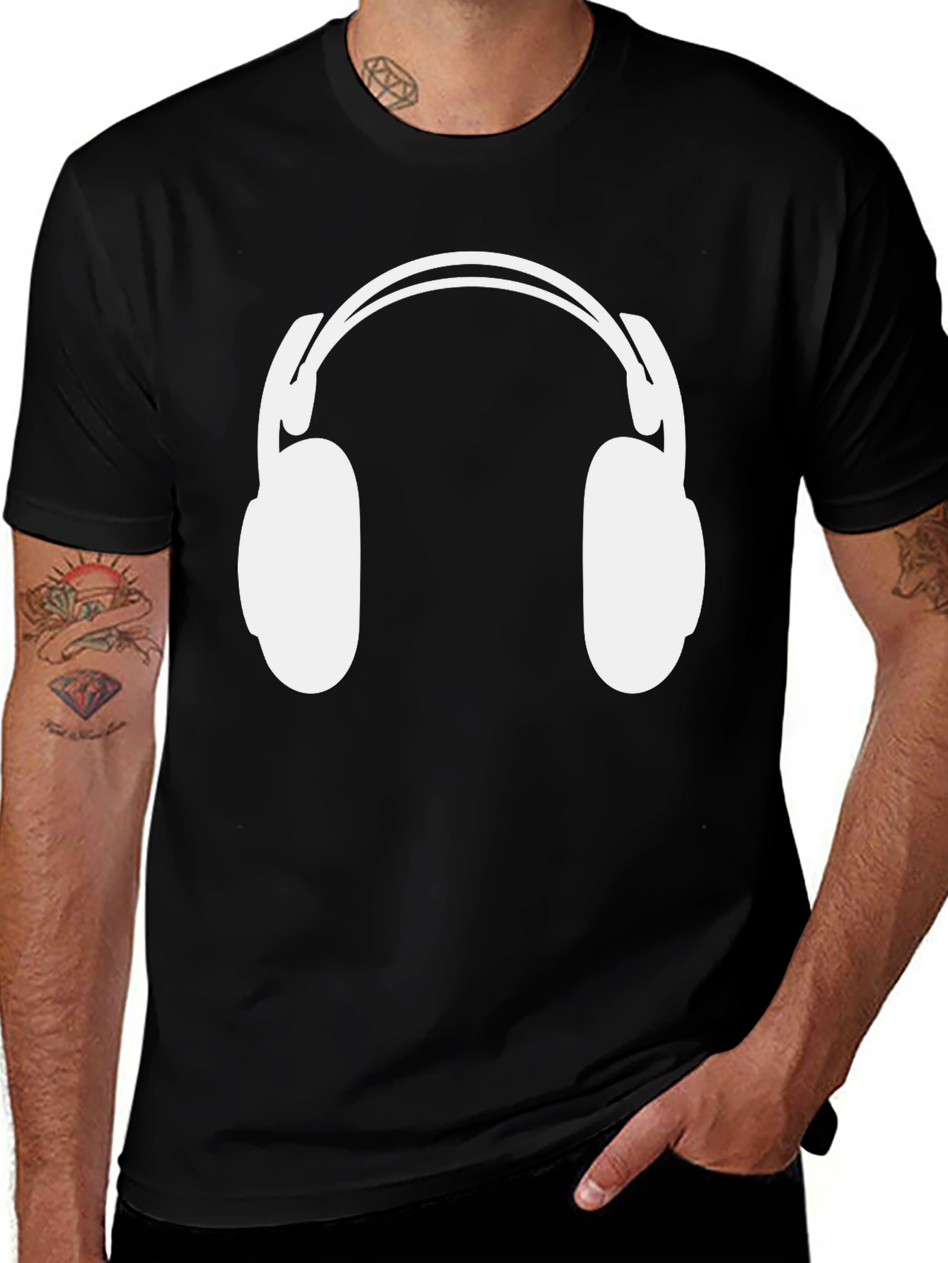 Headphone Graphic T-Shirt - Classic Black Tee
