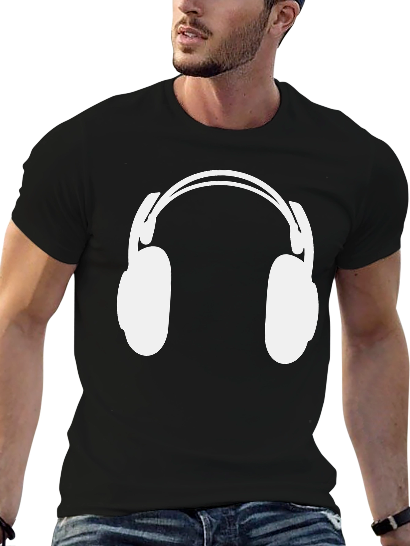 Headphone Graphic T-Shirt - Classic Black Tee
