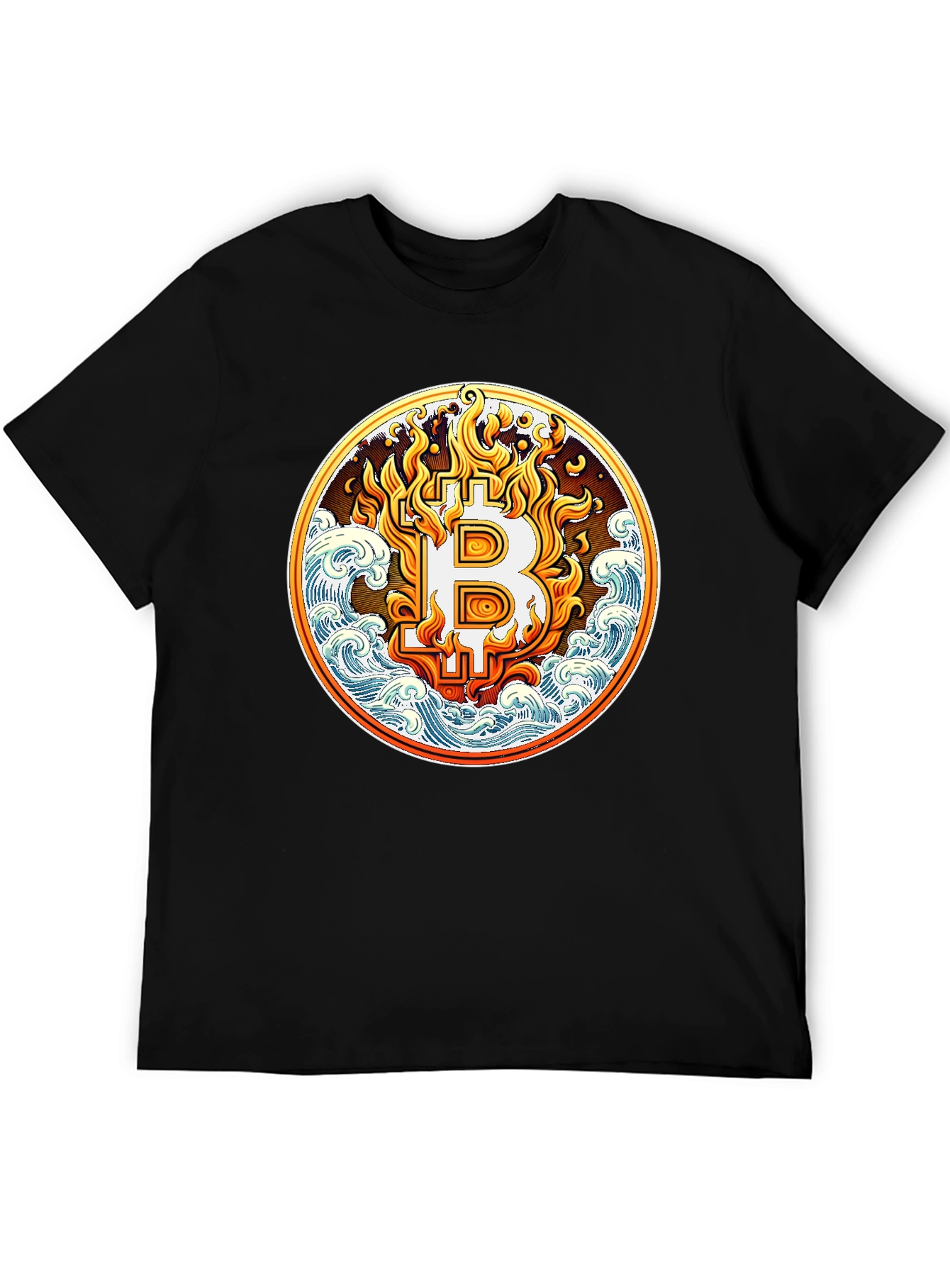 Bitcoin Flame Wave Graphic Tee