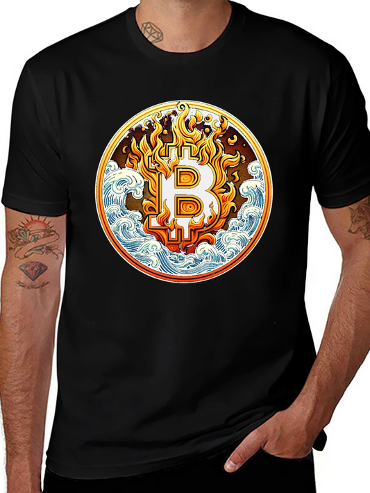 Bitcoin Flame Wave Graphic Tee