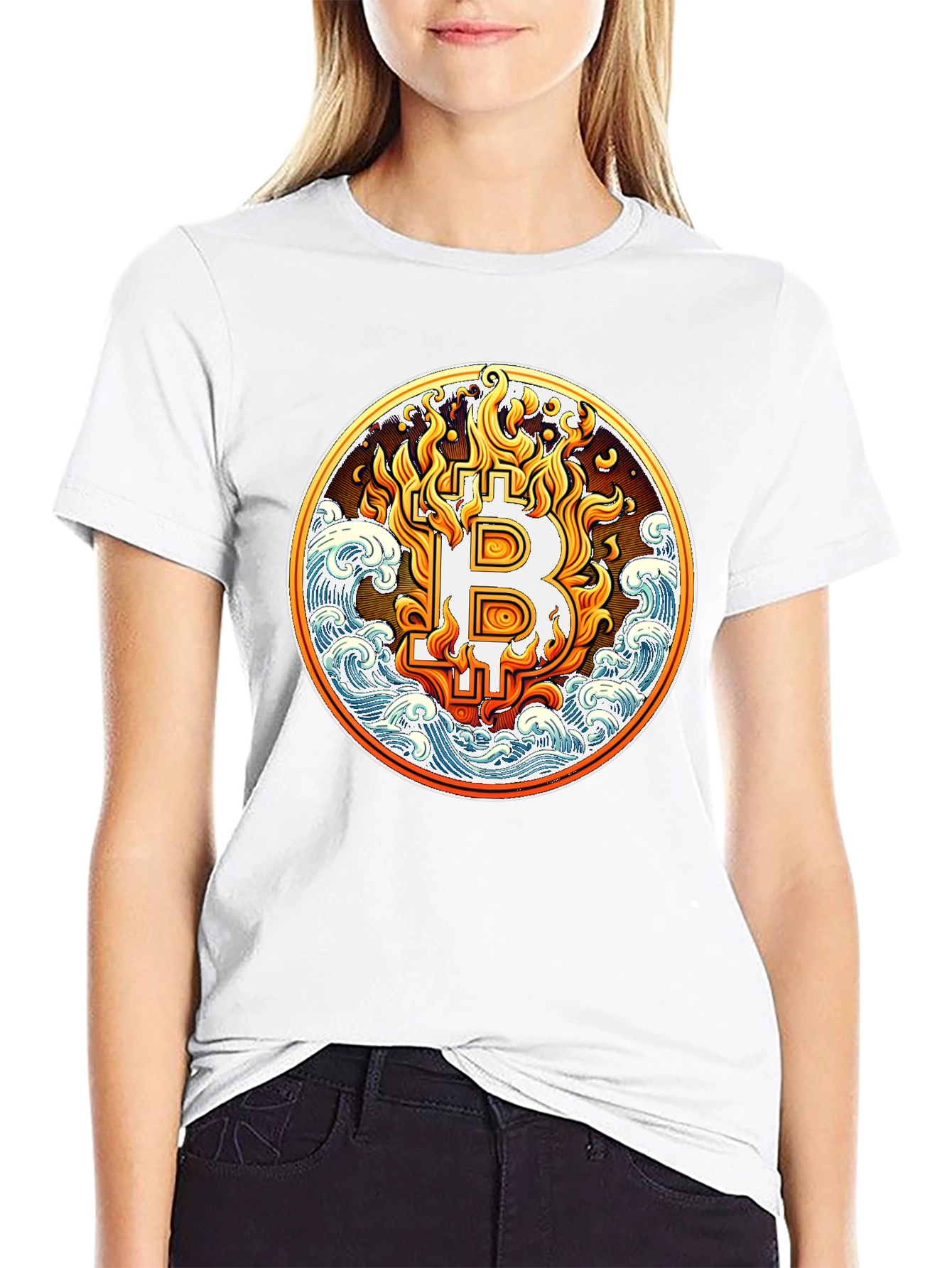 Bitcoin Flame Wave Graphic Tee