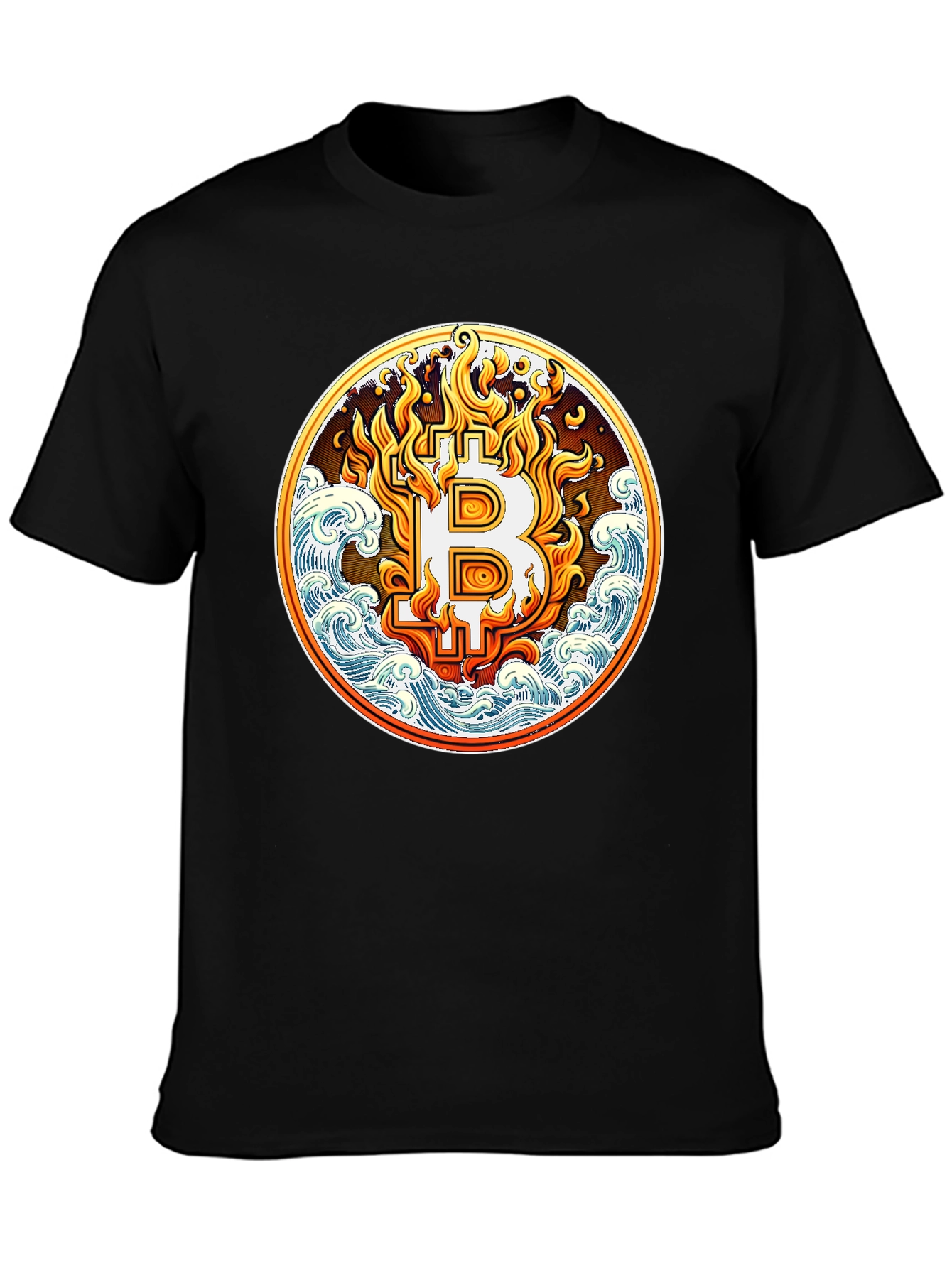 Bitcoin Flame Wave Graphic Tee