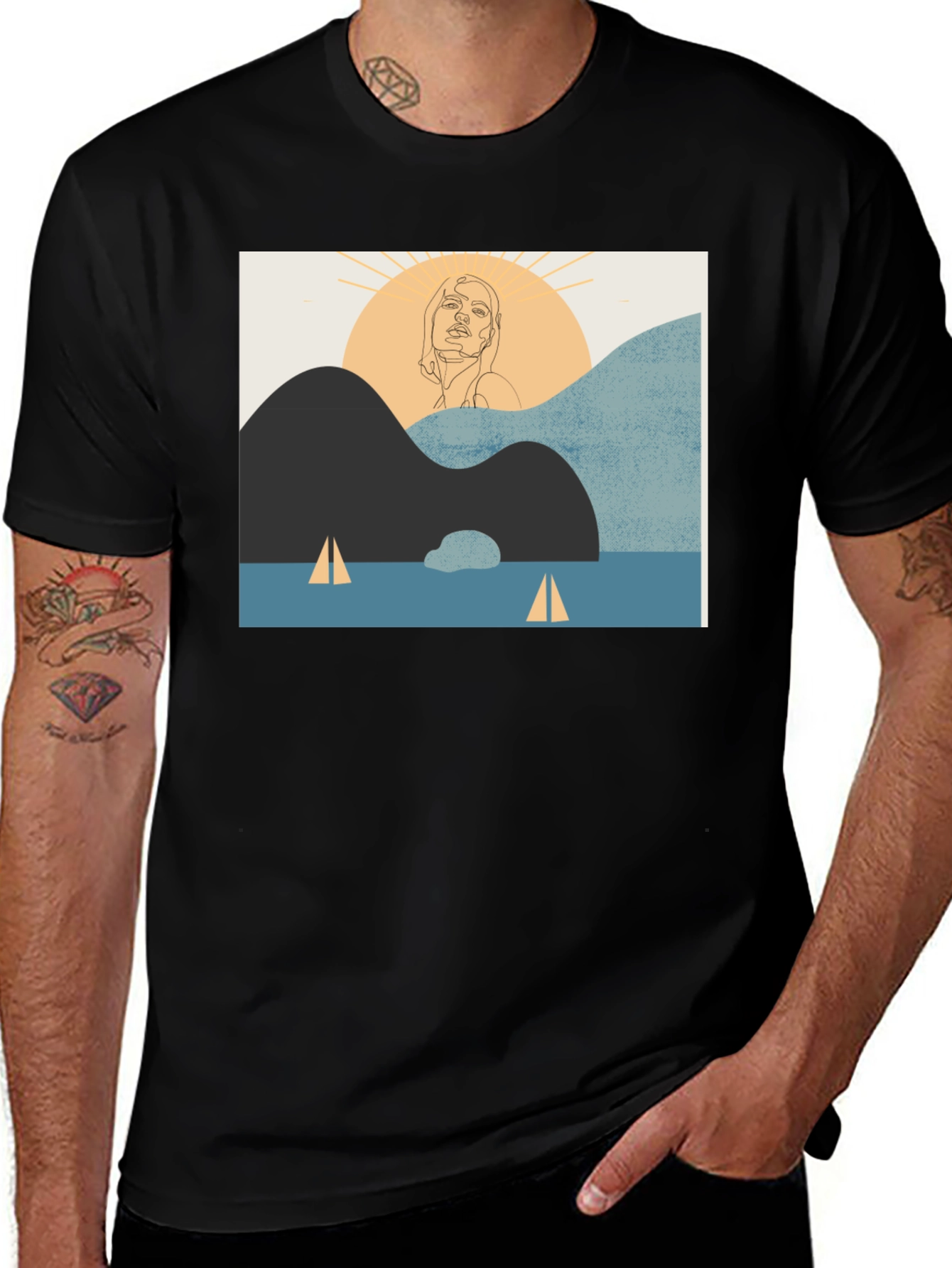Modern Art Graphic Tee - Unisex Black T-Shirt