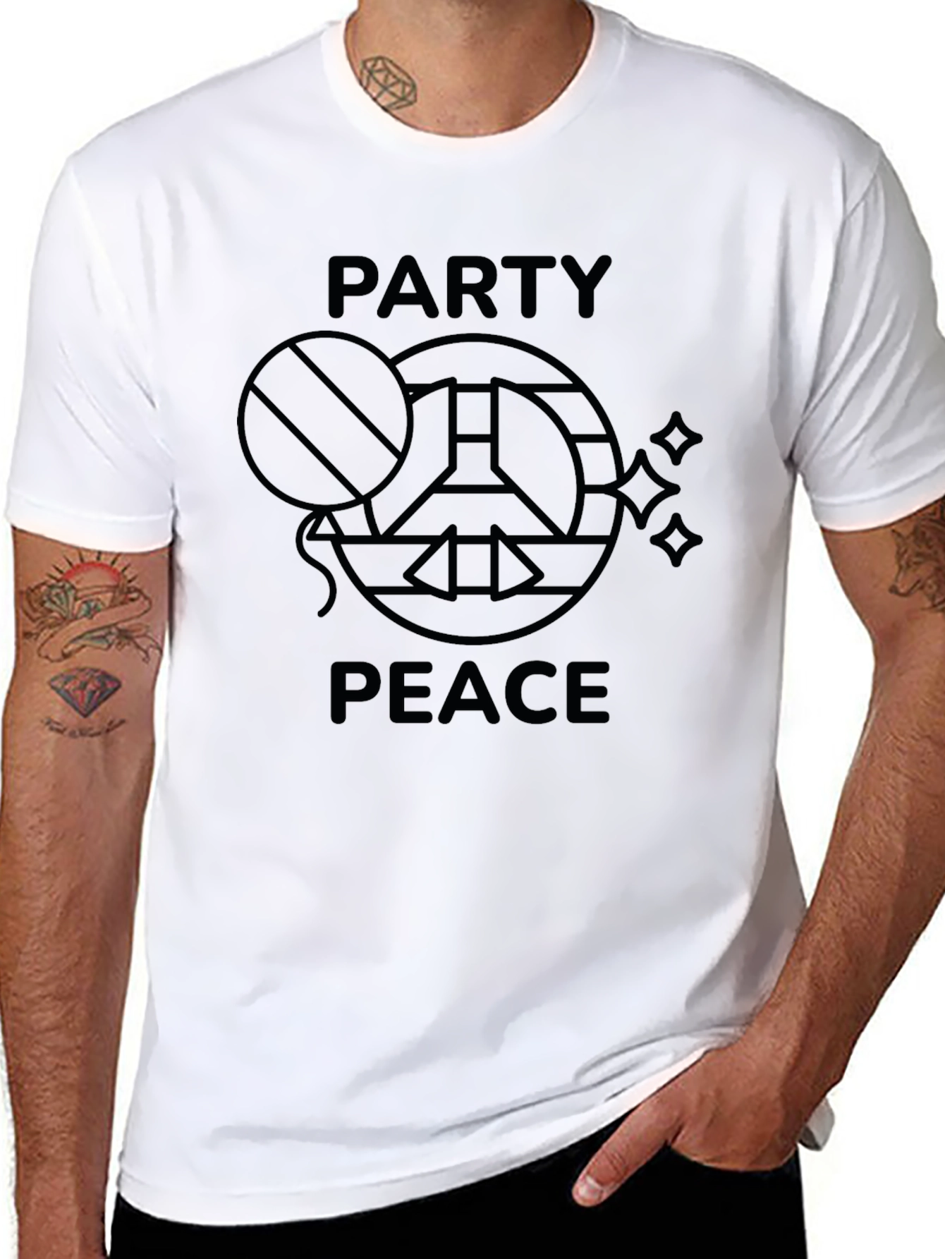 Party Peace T-Shirt - Black Graphic Tee