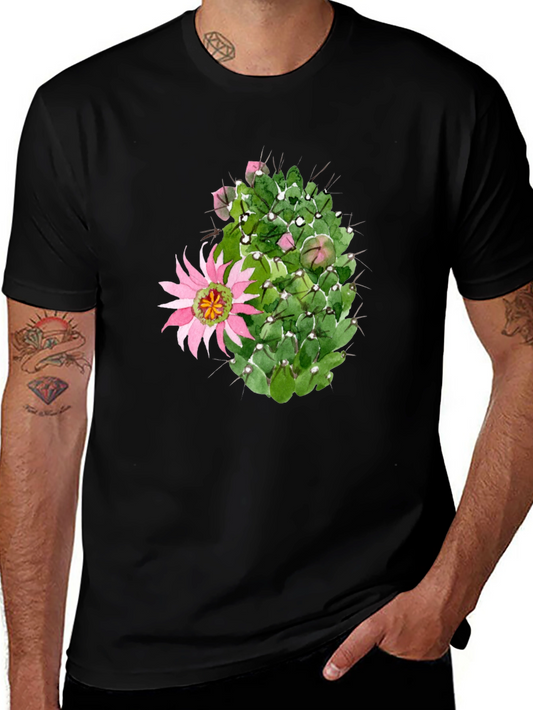 Cactus Flower Graphic Tee - Black Cotton